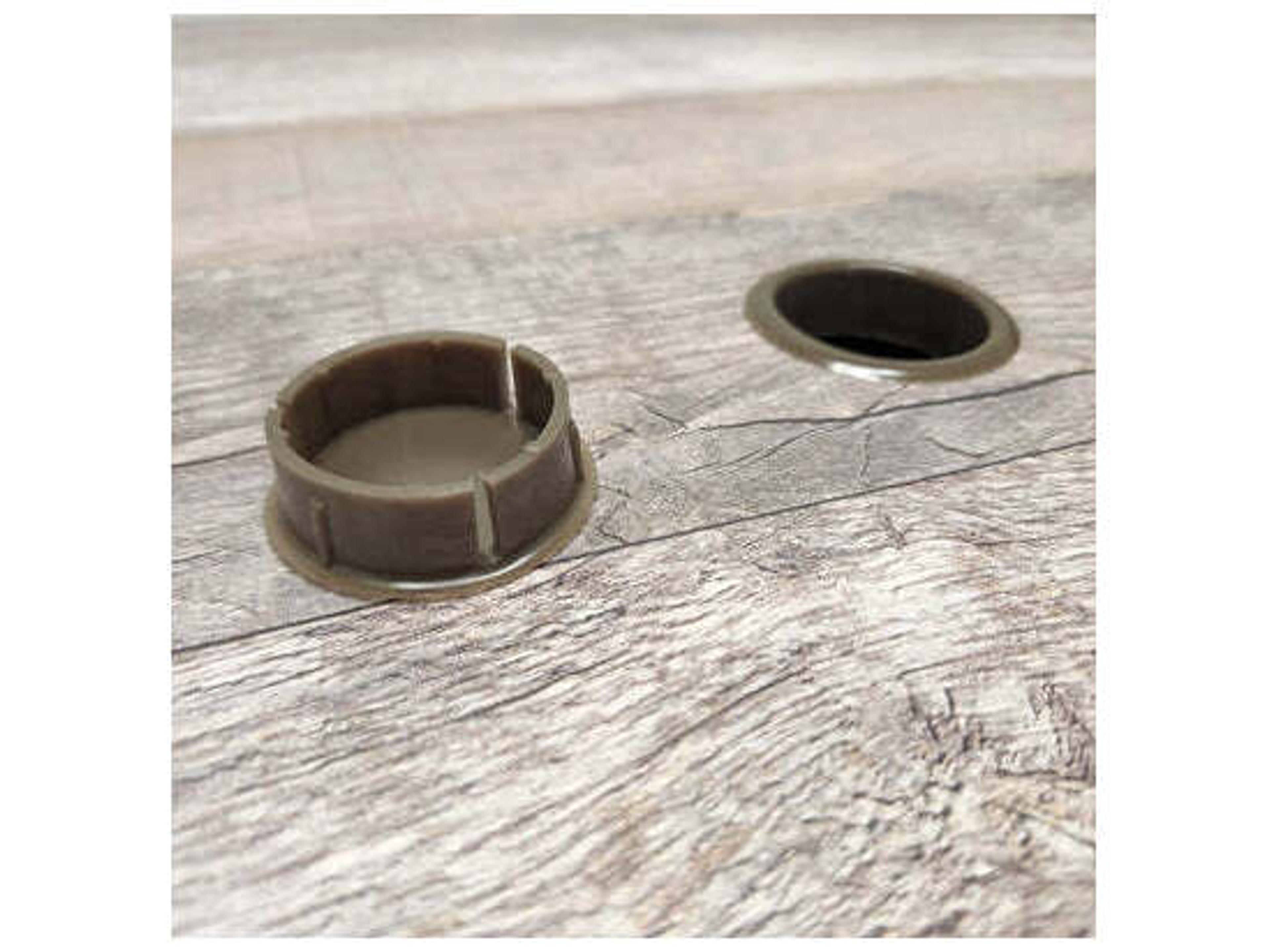 Grosfillex Aquaba Classic Resin Bronze Round Rach Top Outdoor Patio Dining Table with Umbrella Hole