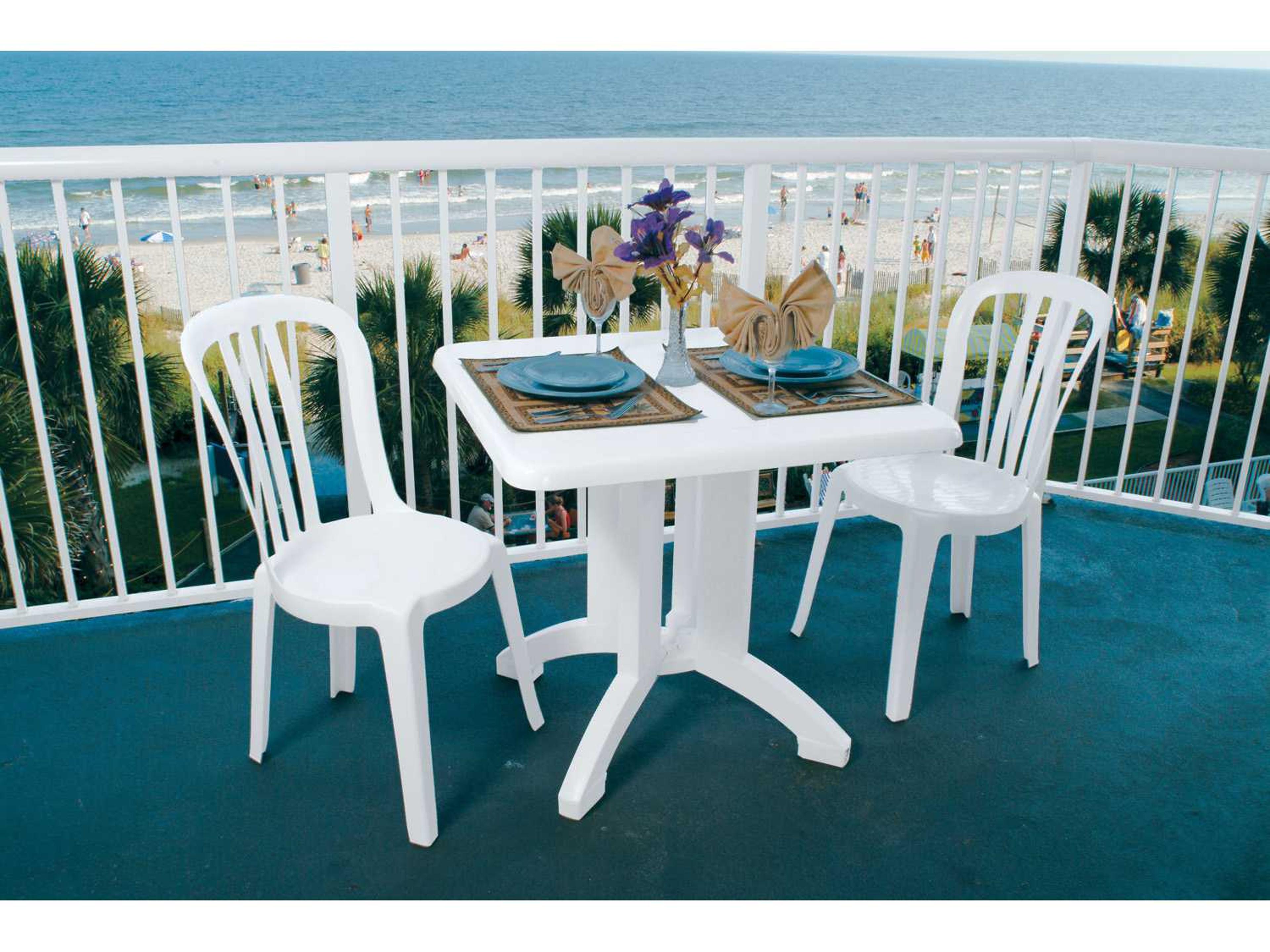 Grosfillex Miami Resin White Stacking Bistro Side Chair