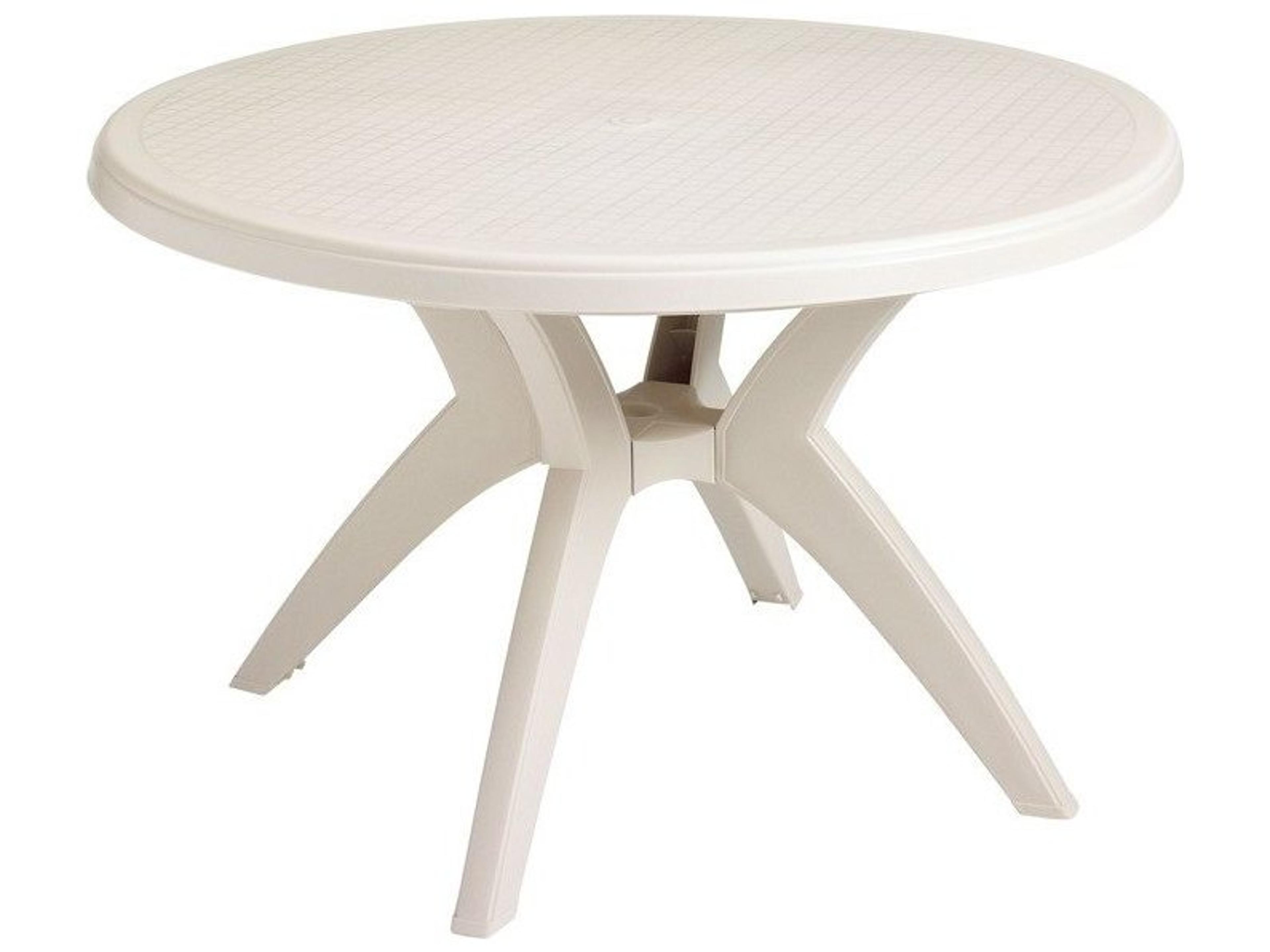 Ibiza Resin Sand Round Outdoor Patio Dining Table with Umbrella Hole