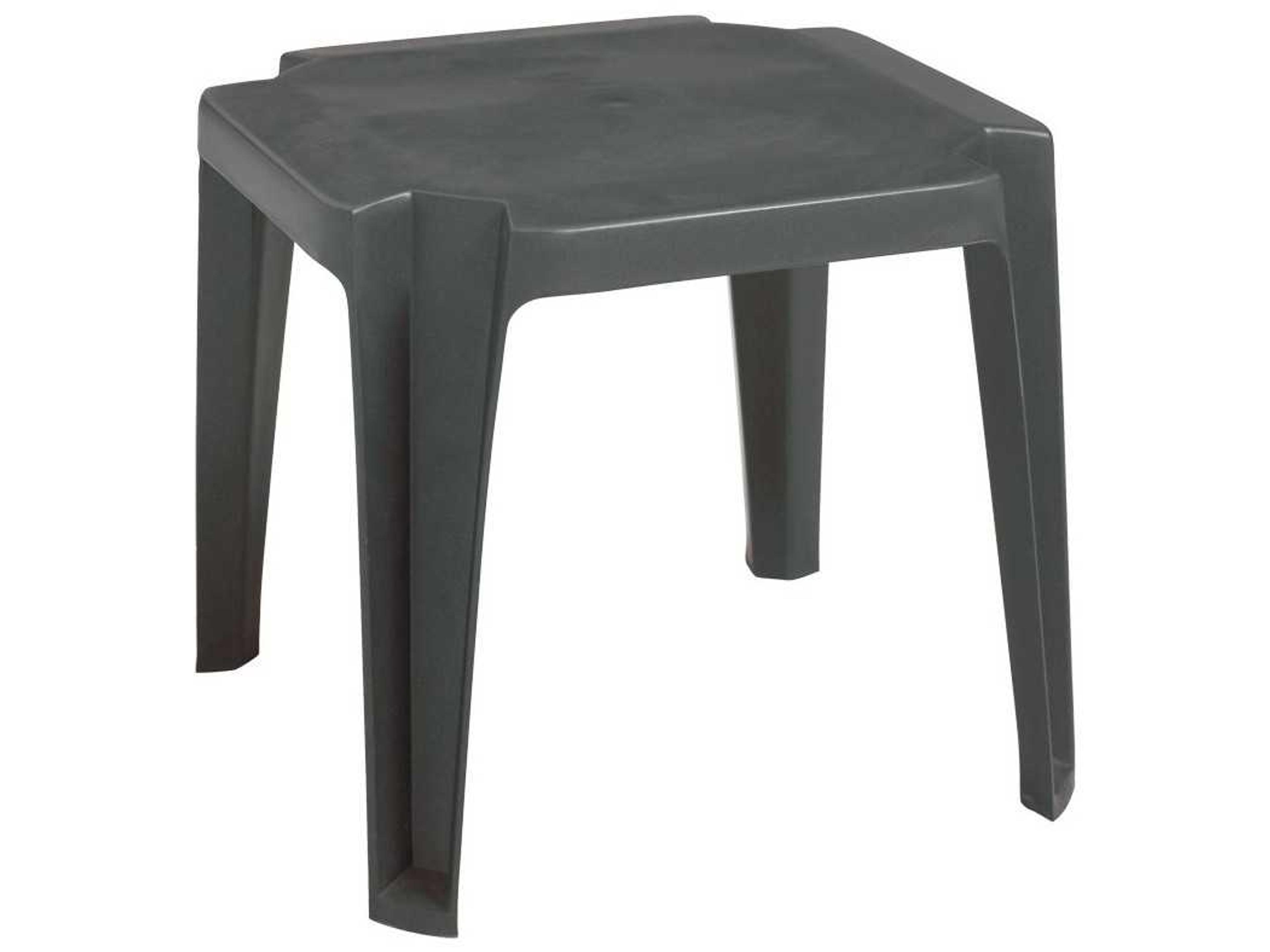 Miami Resin Charcoal Square Low Outdoor Patio End Table