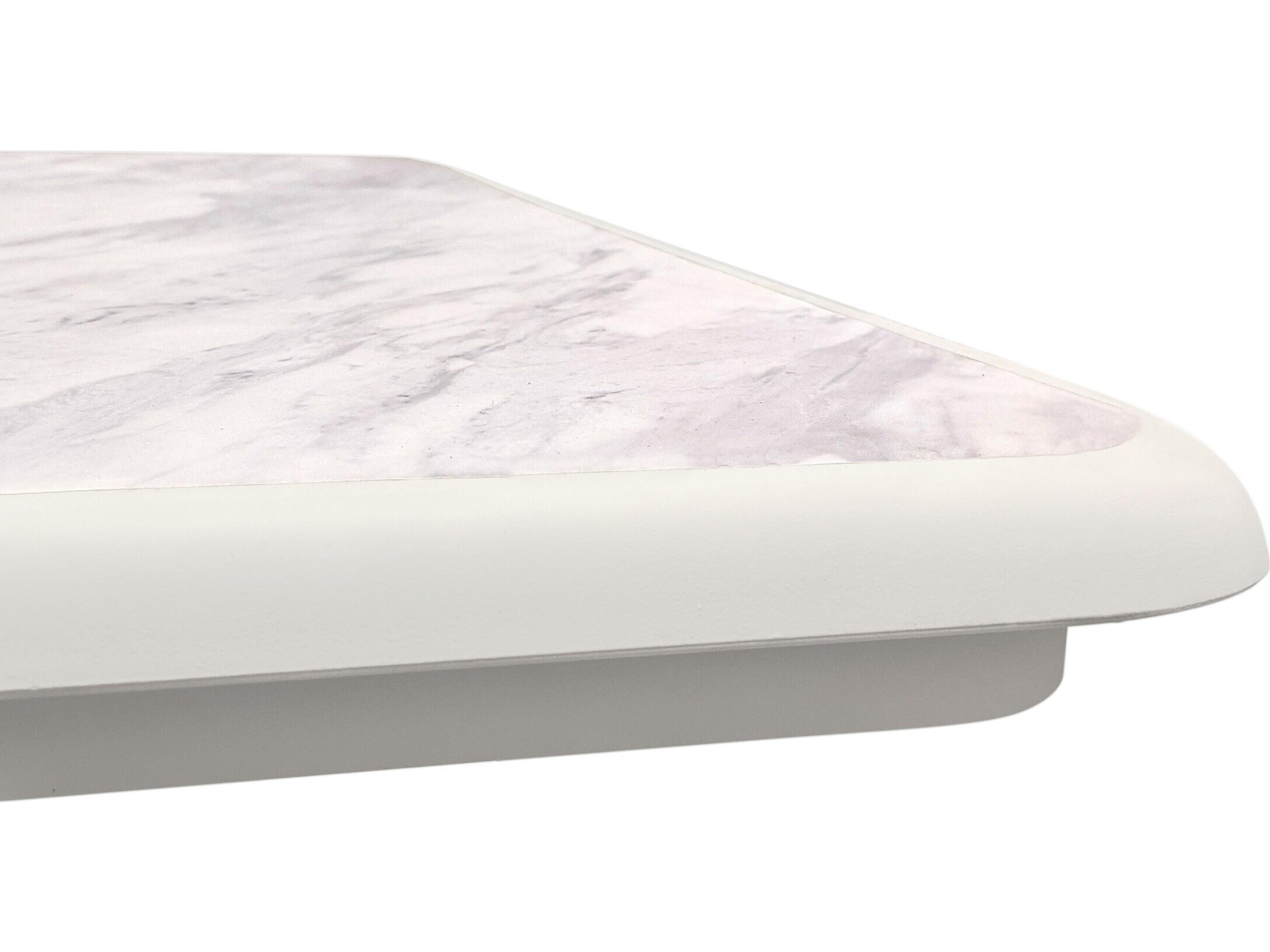 Grosfillex Aquaba Resin White/White Marble Square Patio Dining Table with Umbrella Hole