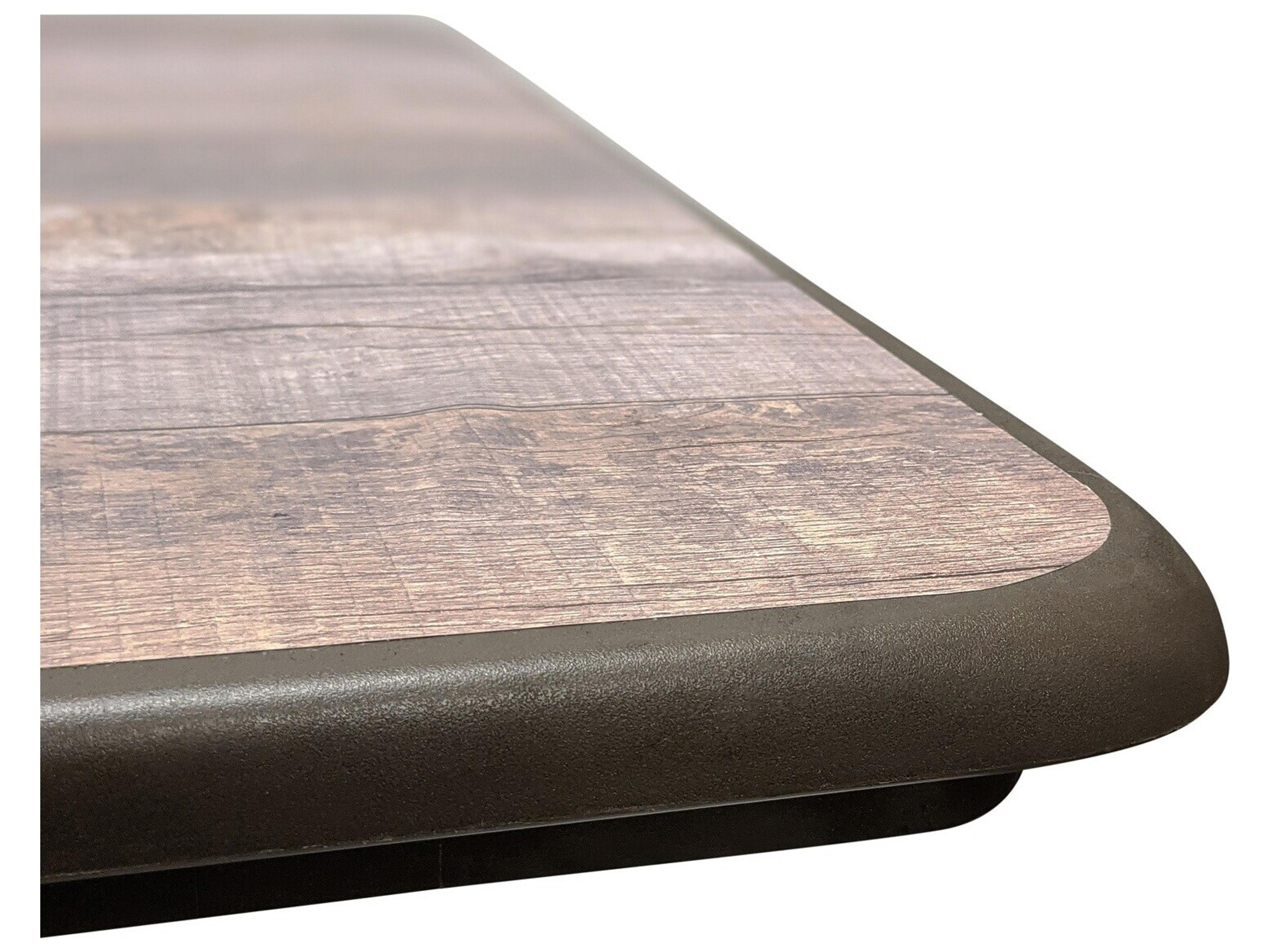 Grosfillex Aquaba Resin Ranch/Bronze Square Outdoor Patio Dining Table with Umbrella Hole