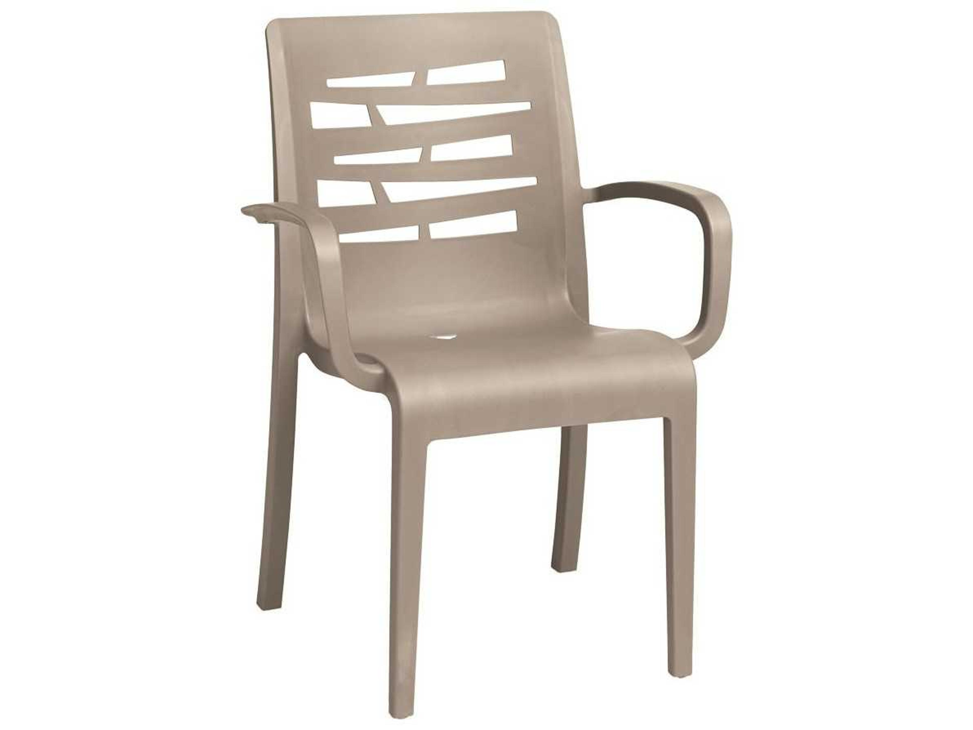 Essenza Resin Taupe Stacking Outdoor Dining Arm Chair