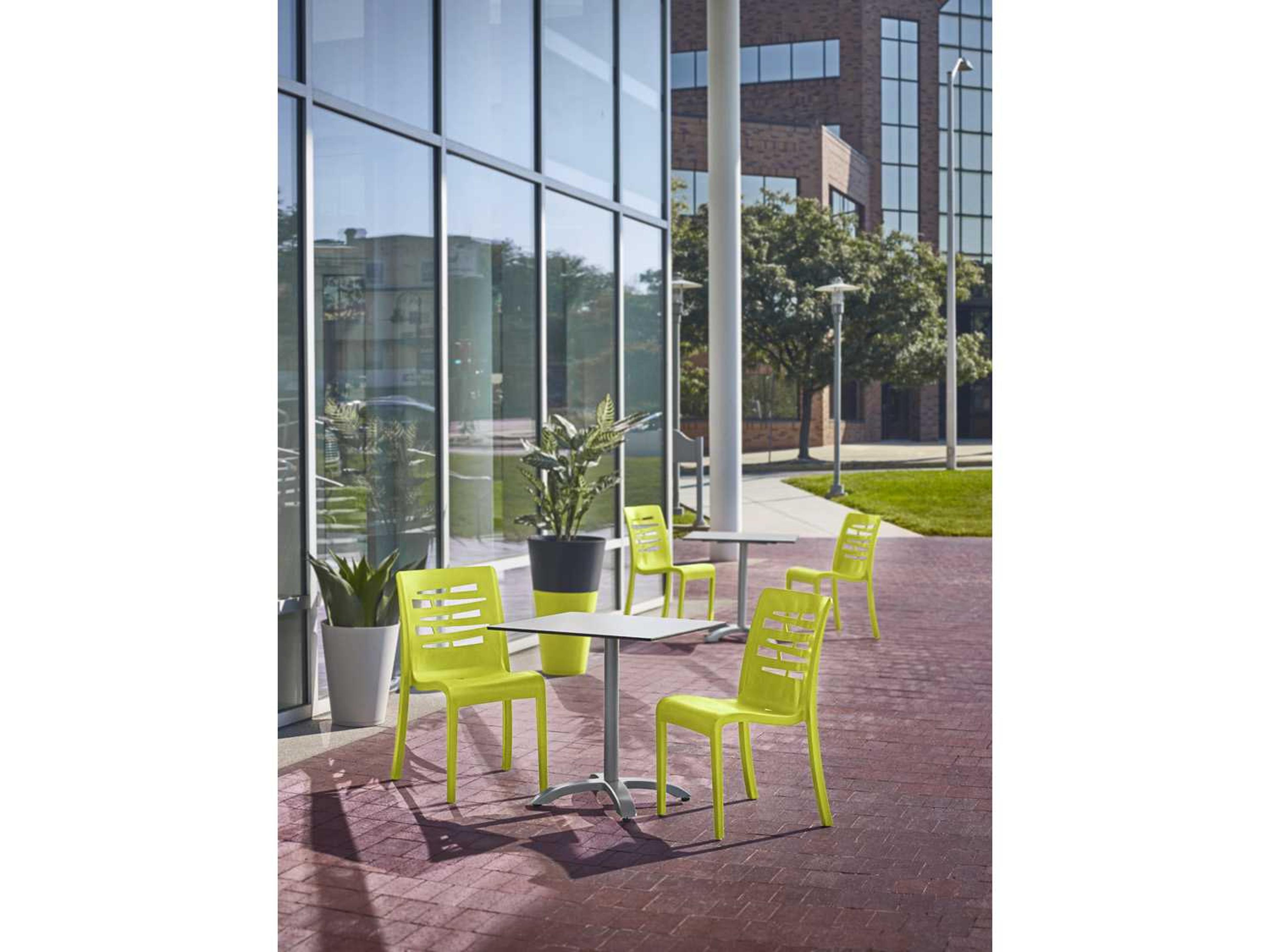 Grosfillex Essenza Resin Fern Green Stacking Outdoor Dining Side Chair