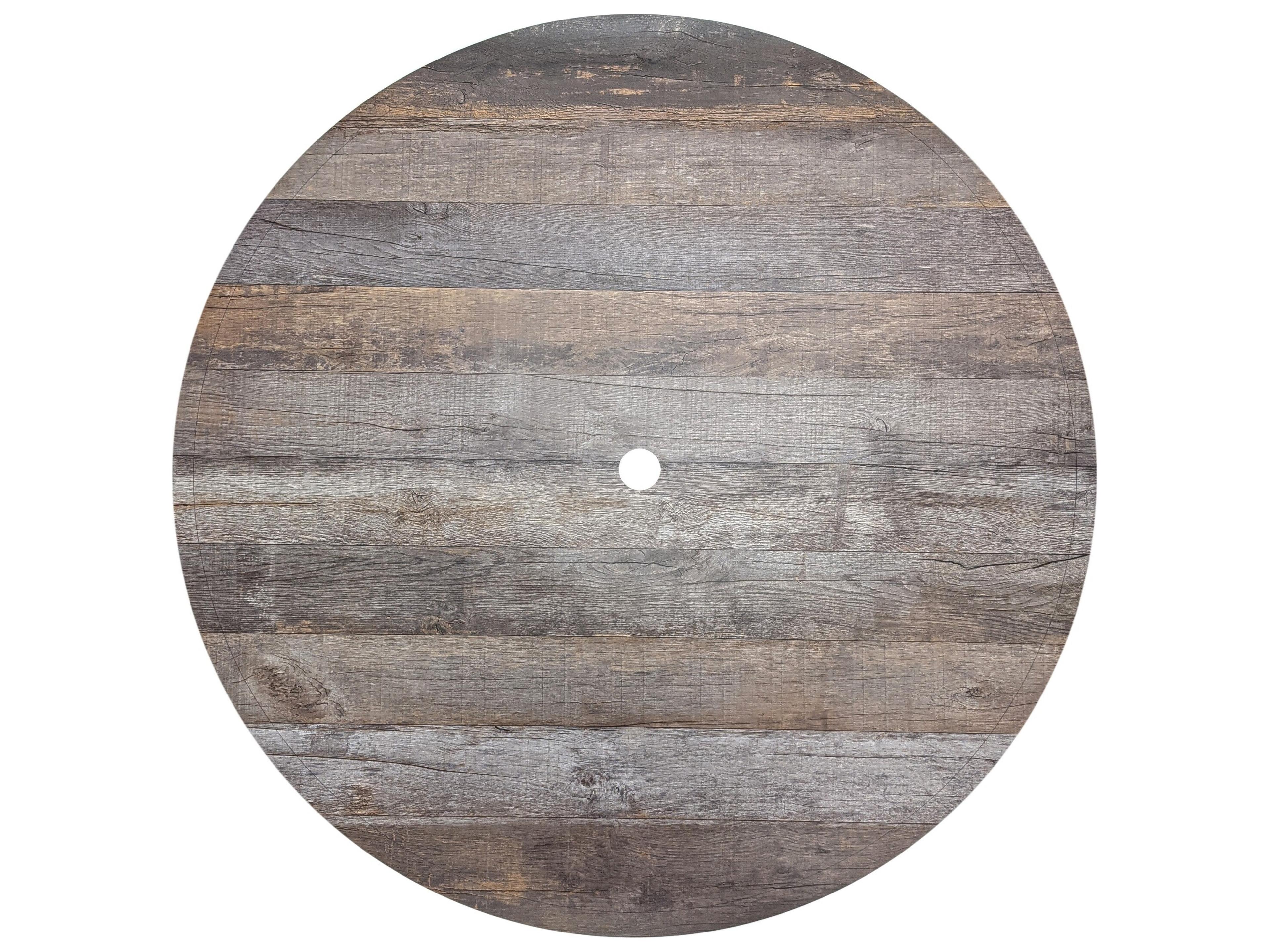 Grosfillex Aquaba Resin Ranch/Bronze Round Patio Dining Table with Umbrella Hole