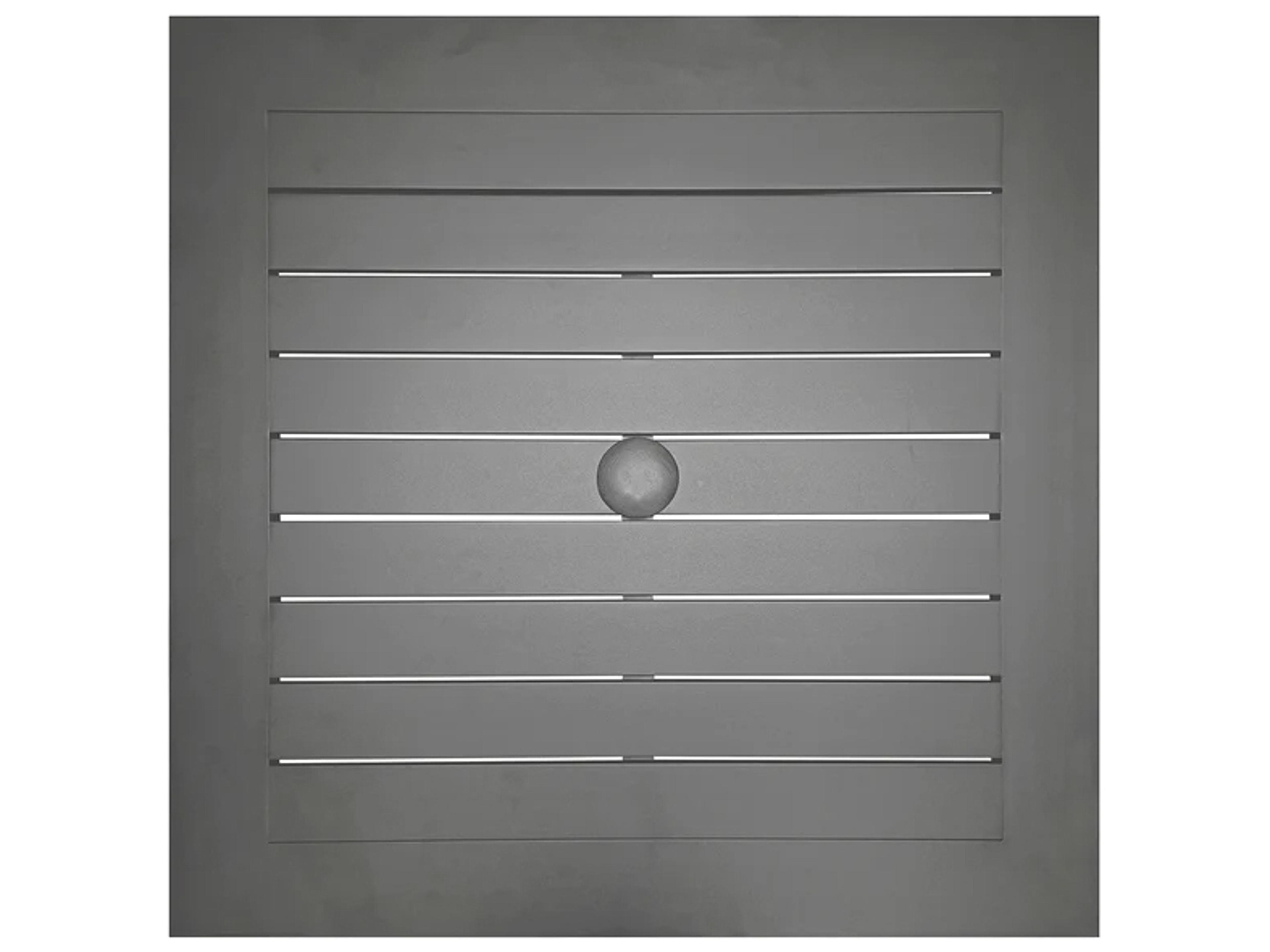 Grosfillex Sigma Aluminum Volcanic Black Square Outdoor Patio Dining Table with Umbrella Hole