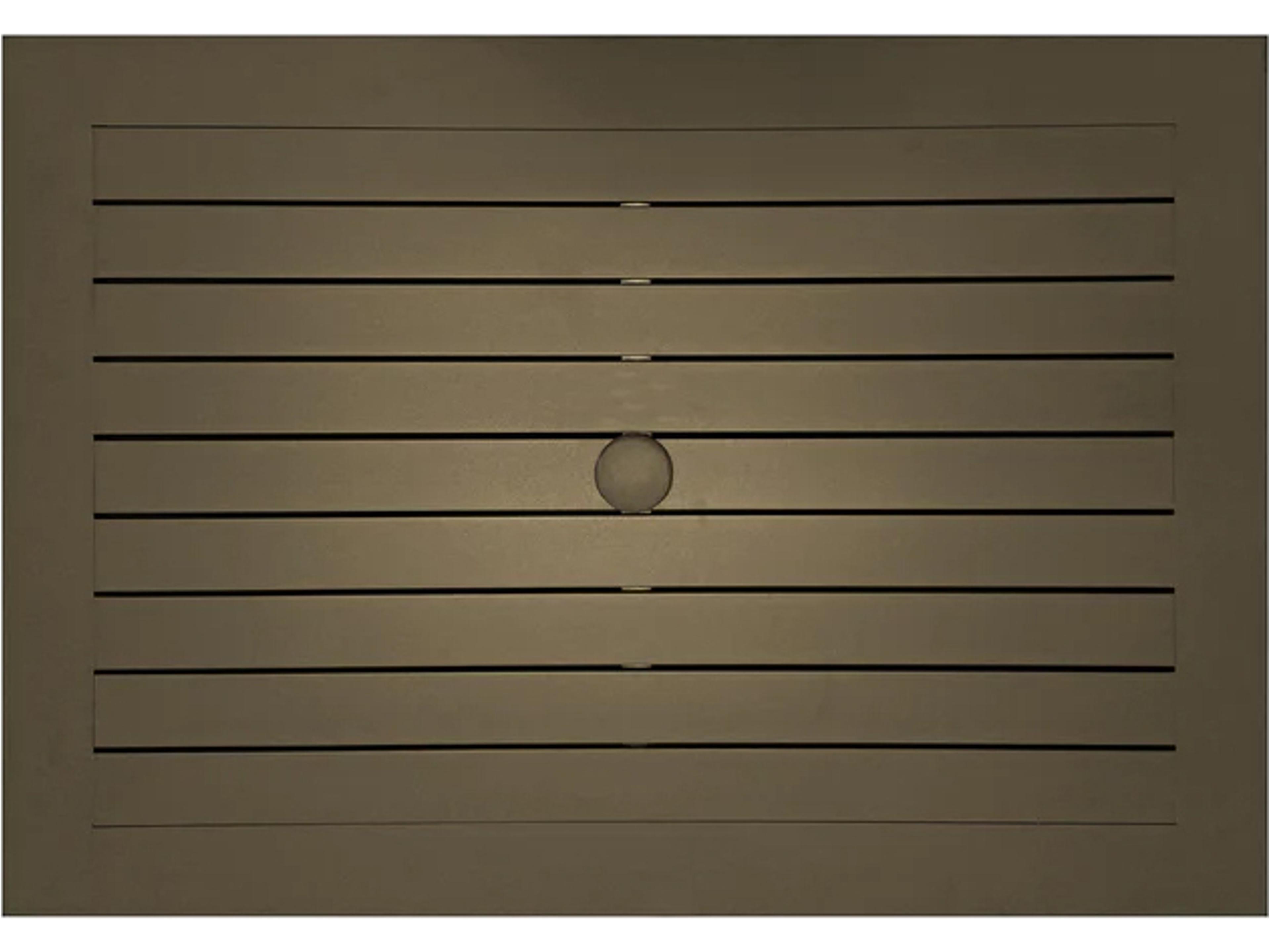 Grosfillex Sigma Aluminum Fusion Bronze Rectangular Outdoor Patio Dining Table with Umbrella Hole