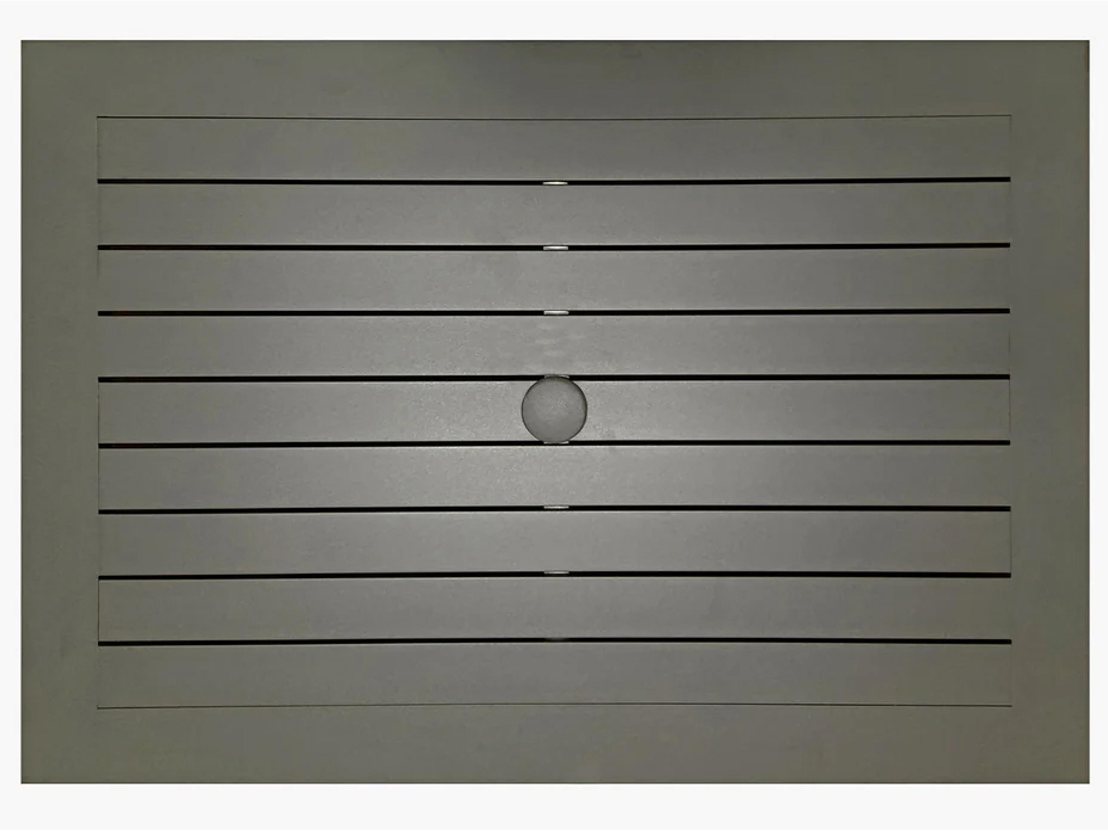 Grosfillex Sigma Aluminum Volcanic Black Rectangular Outdoor Patio Bar Height Table with Umbrella Hole