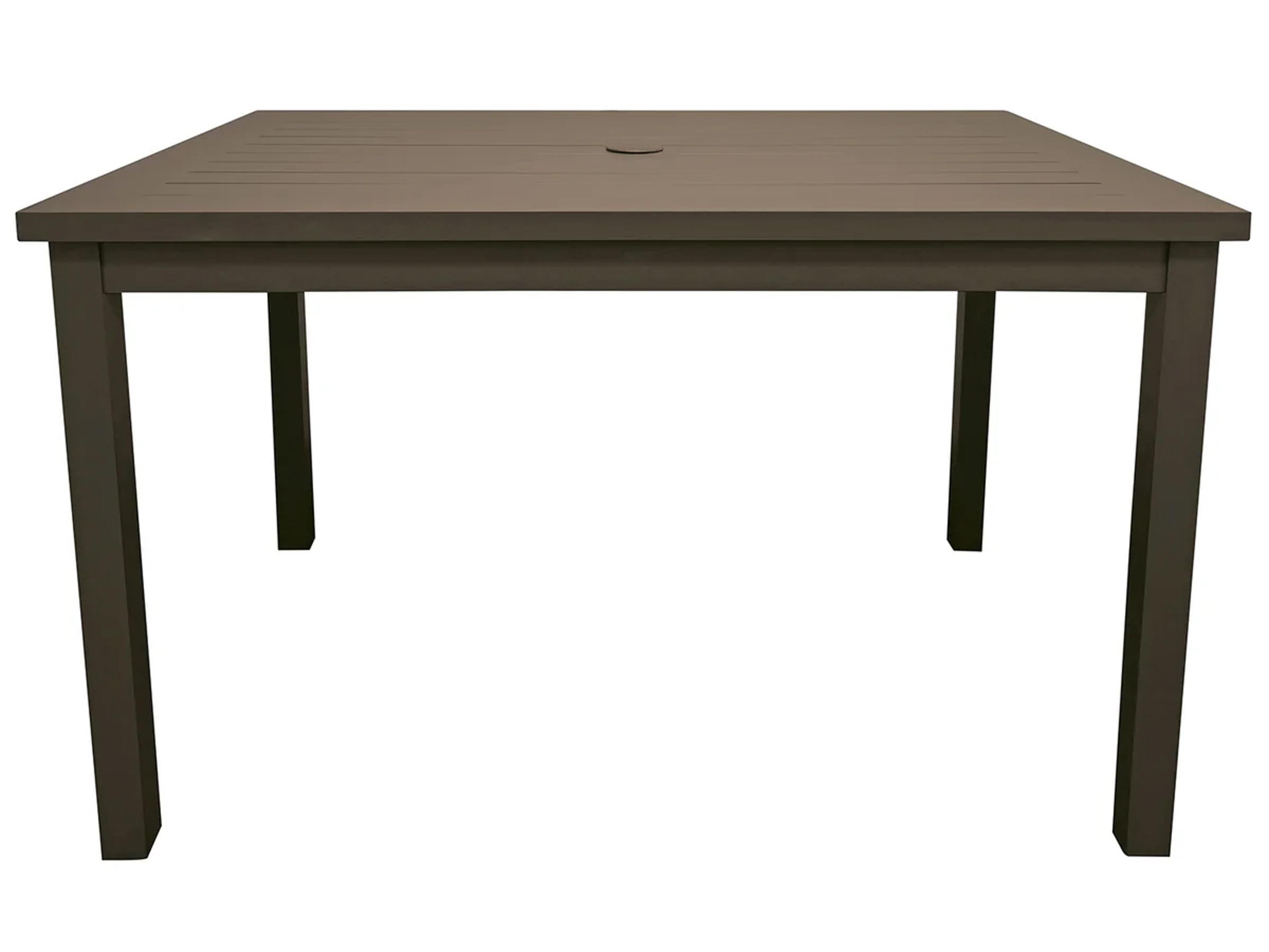 Sigma Aluminum Fusion Bronze Rectangular Patio Bar Height Table with Umbrella Hole