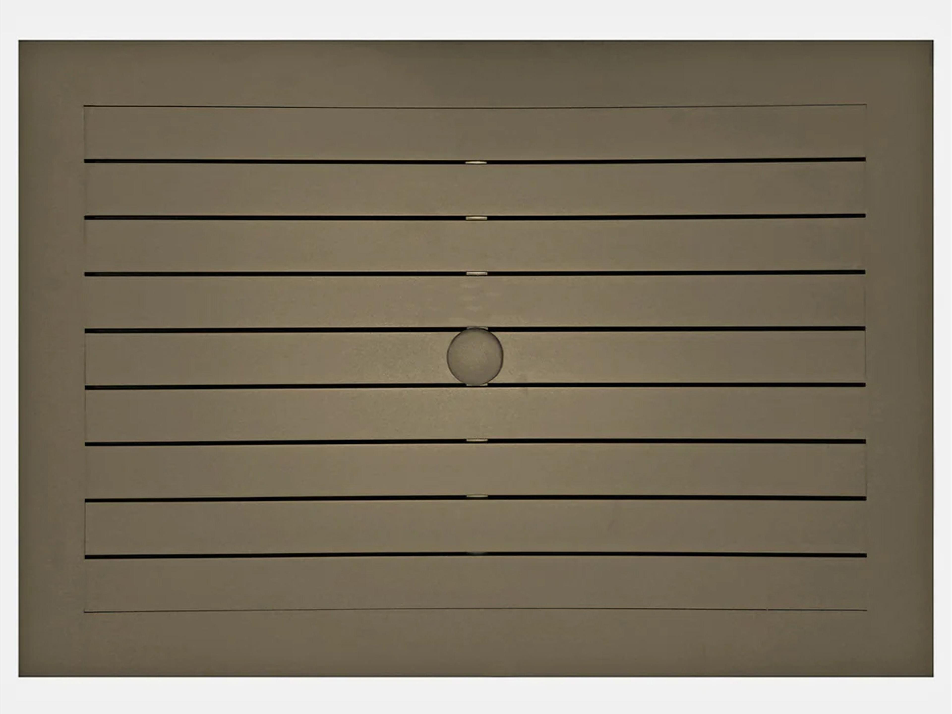 Grosfillex Sigma Aluminum Fusion Bronze Rectangular Patio Bar Height Table with Umbrella Hole