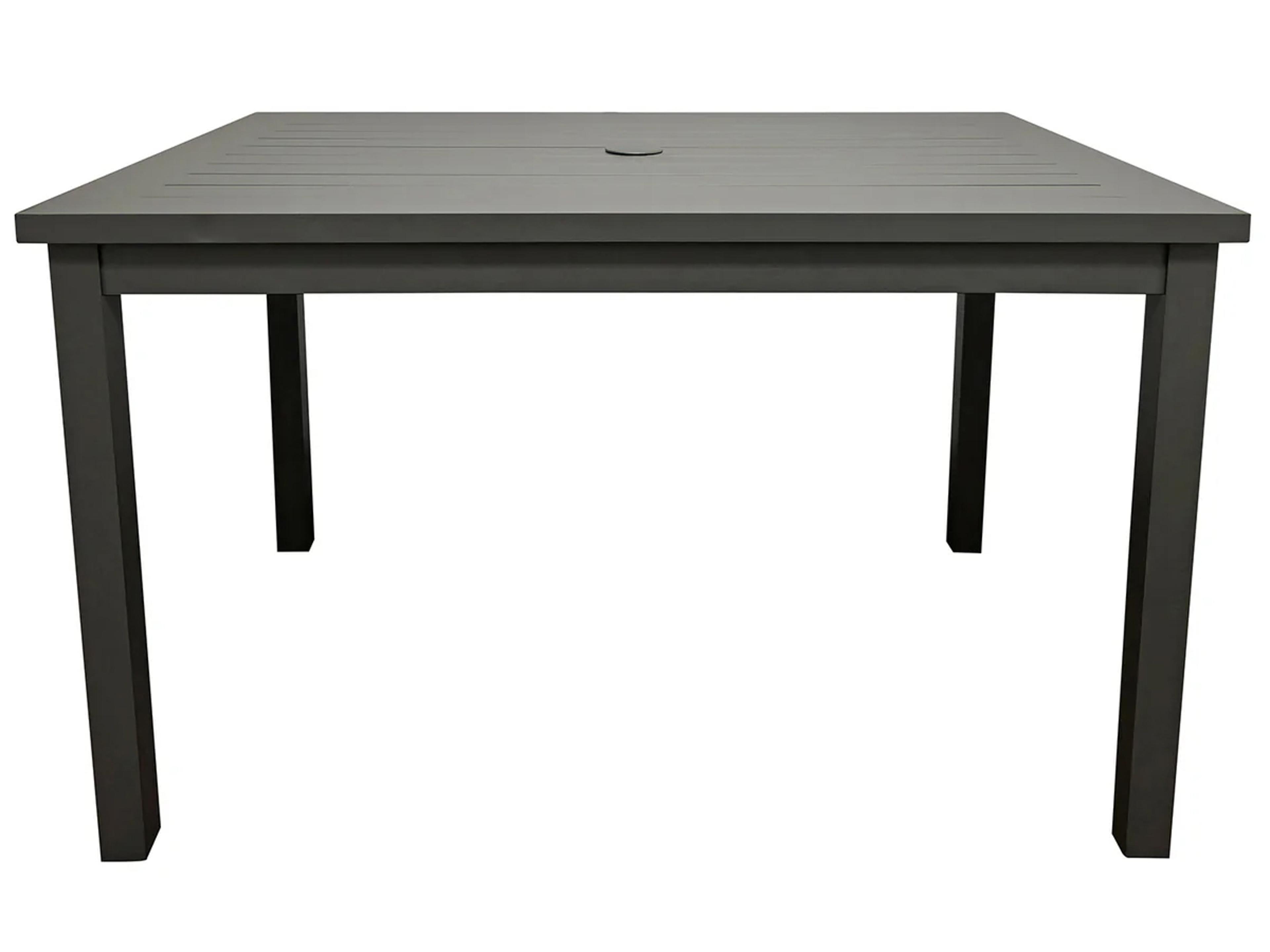 Sigma Aluminum Volcanic Black Rectangular Patio Dining Table with Umbrella Hole