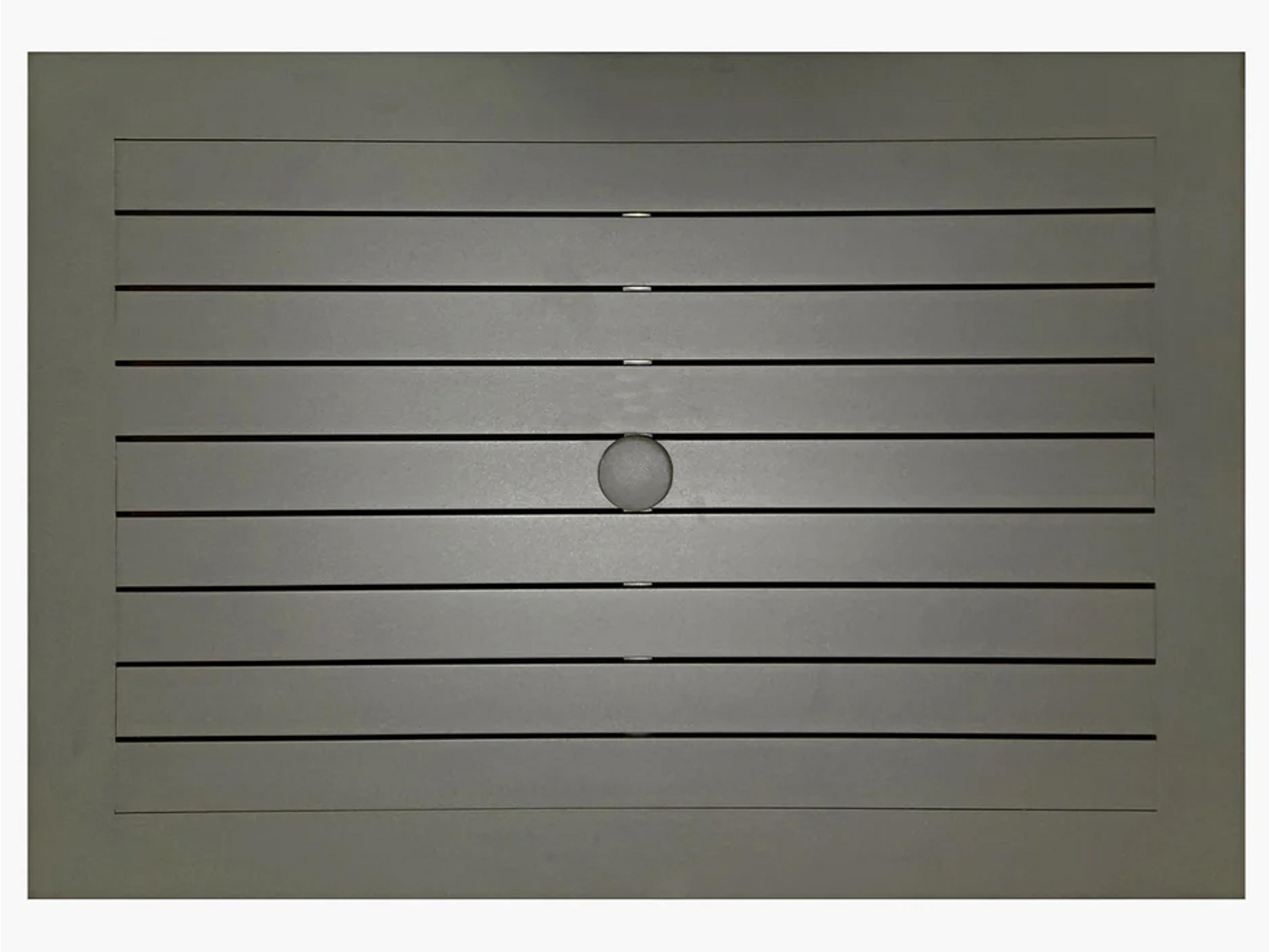 Grosfillex Sigma Aluminum Volcanic Black Rectangular Patio Dining Table with Umbrella Hole