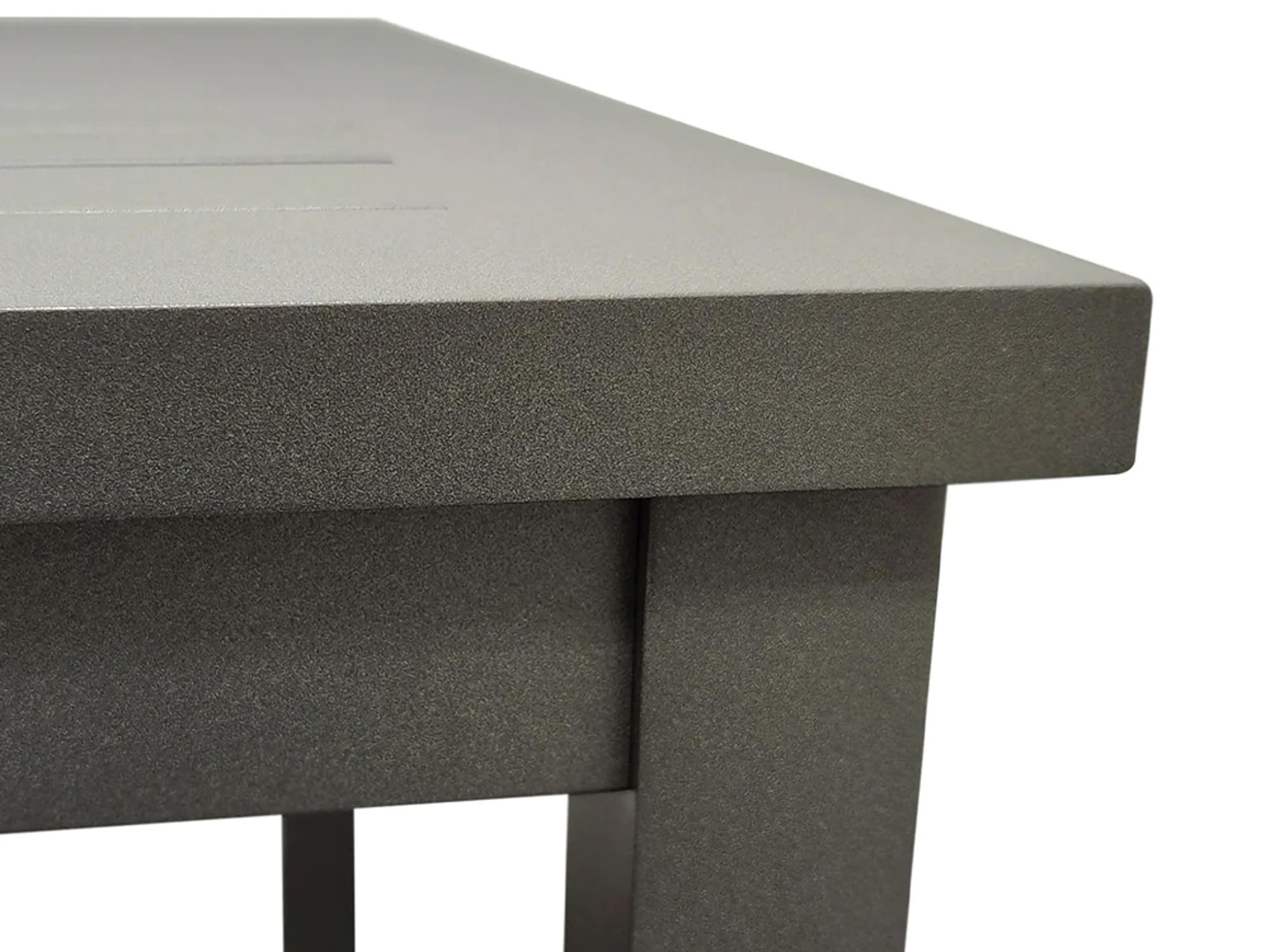 Grosfillex Sigma Aluminum Volcanic Black Rectangular Patio Dining Table with Umbrella Hole