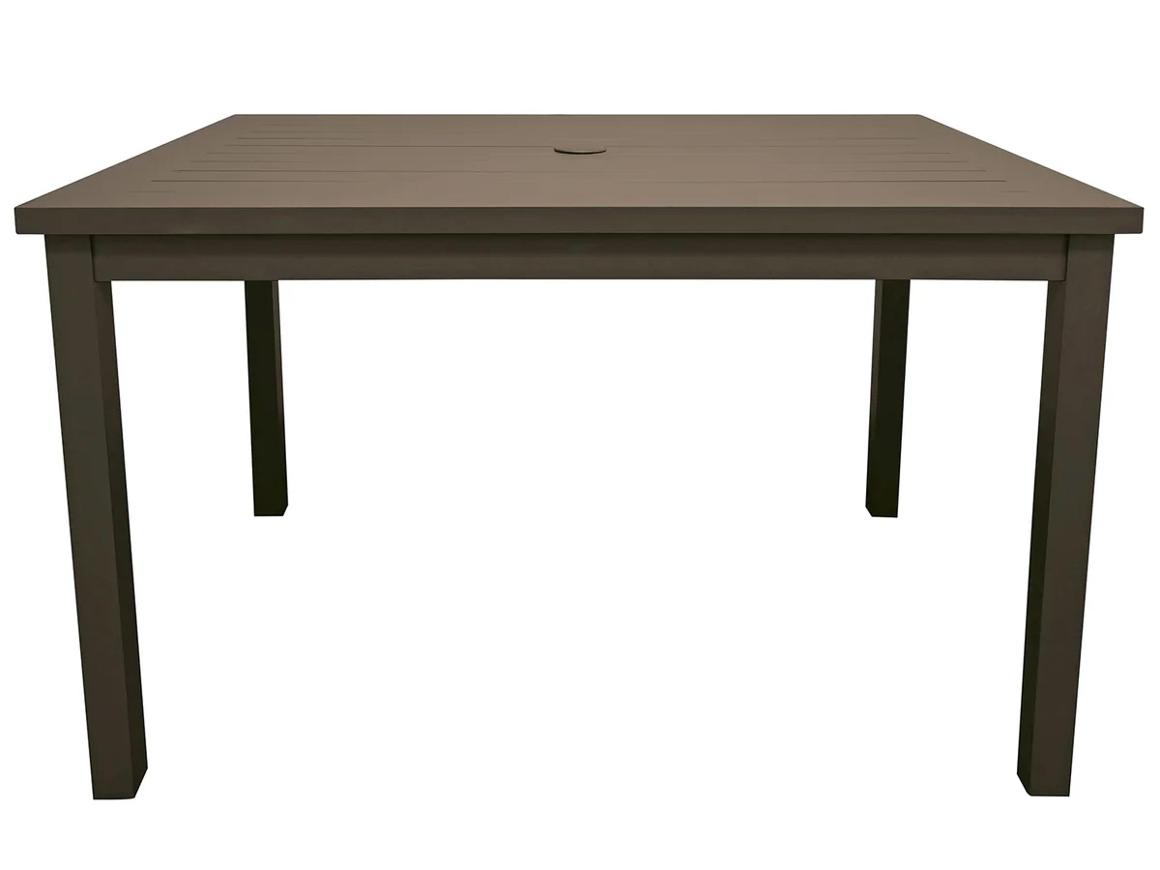 Sigma Aluminum Fusion Bronze Rectangular Outdoor Dining Table with Umbrella Hole