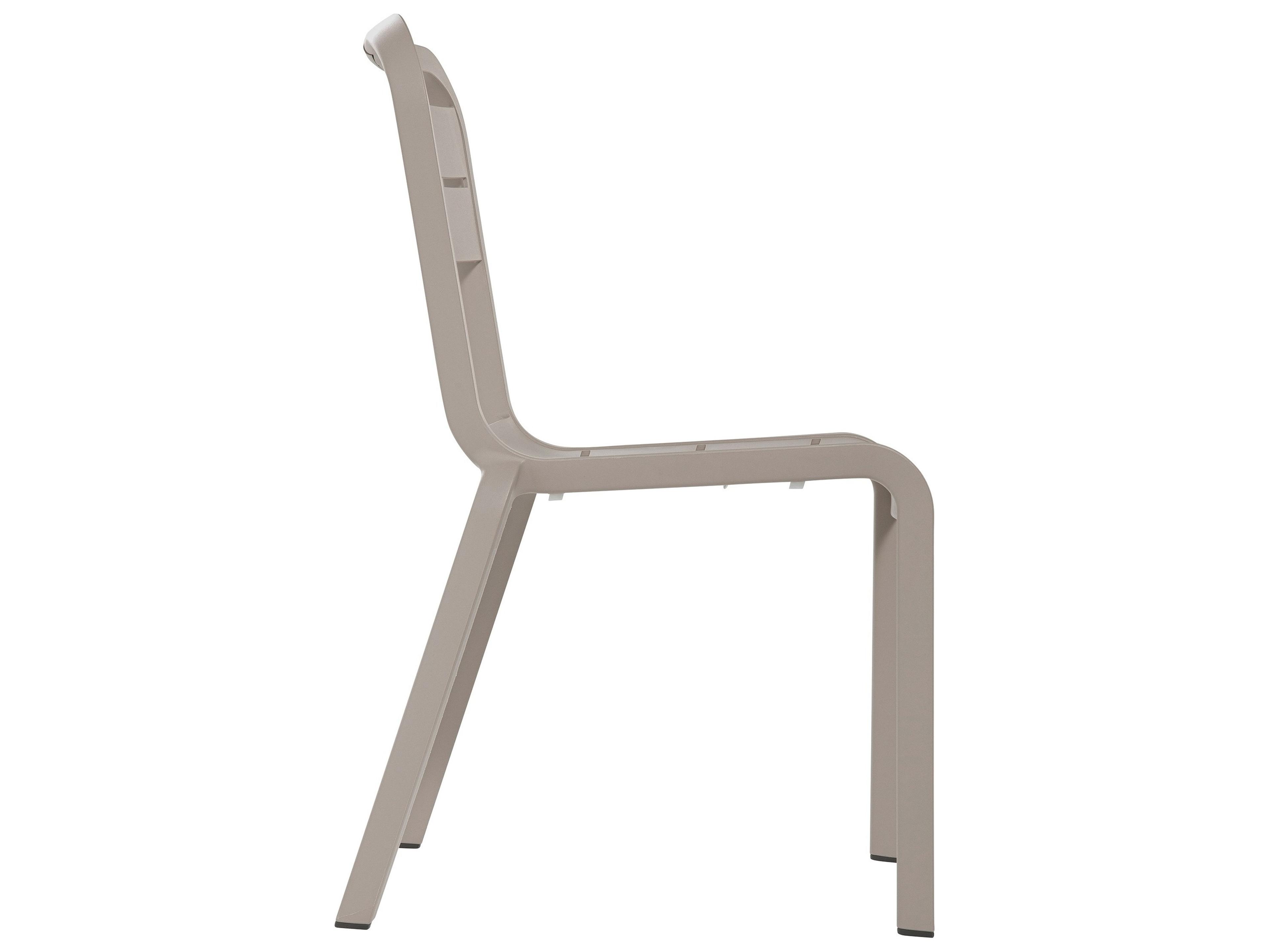 Grosfillex Cannes Resin French Taupe Stacking Outdoor Patio Dining Side Chair