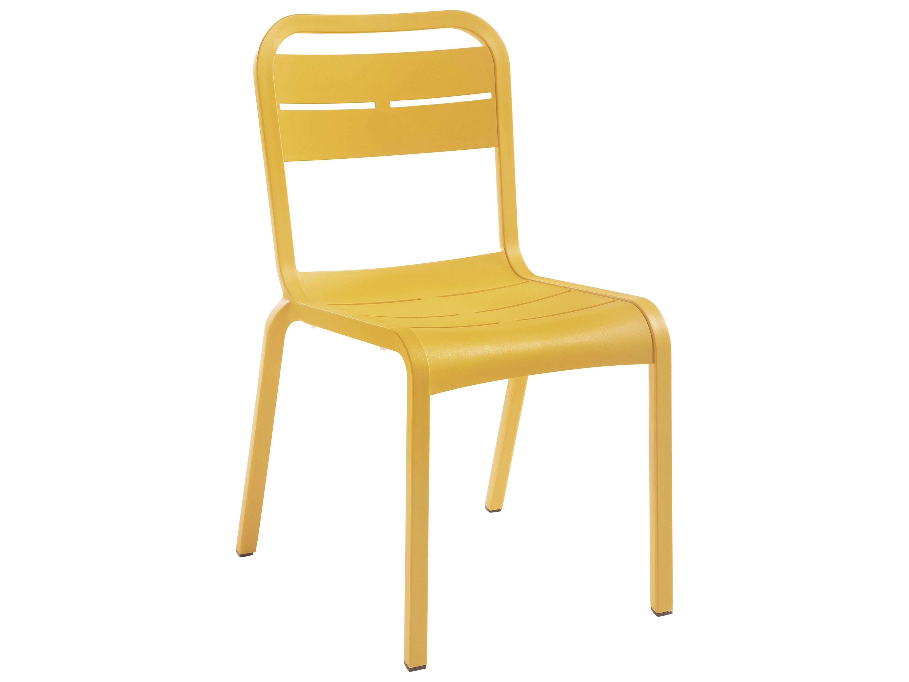 Cannes Resin Yellow Stacking Patio Dining Side Chair
