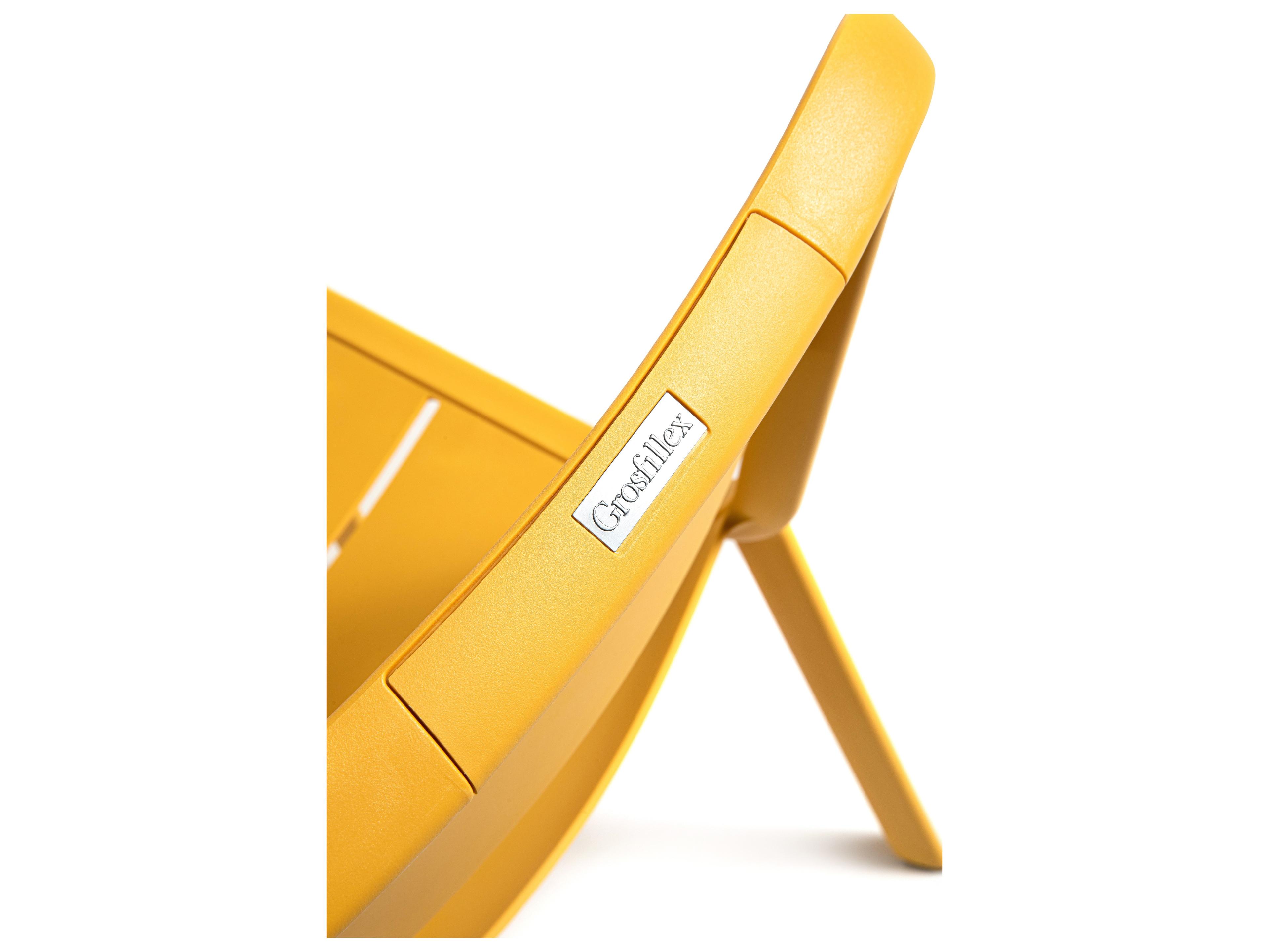 Grosfillex Cannes Resin Yellow Stacking Patio Dining Side Chair