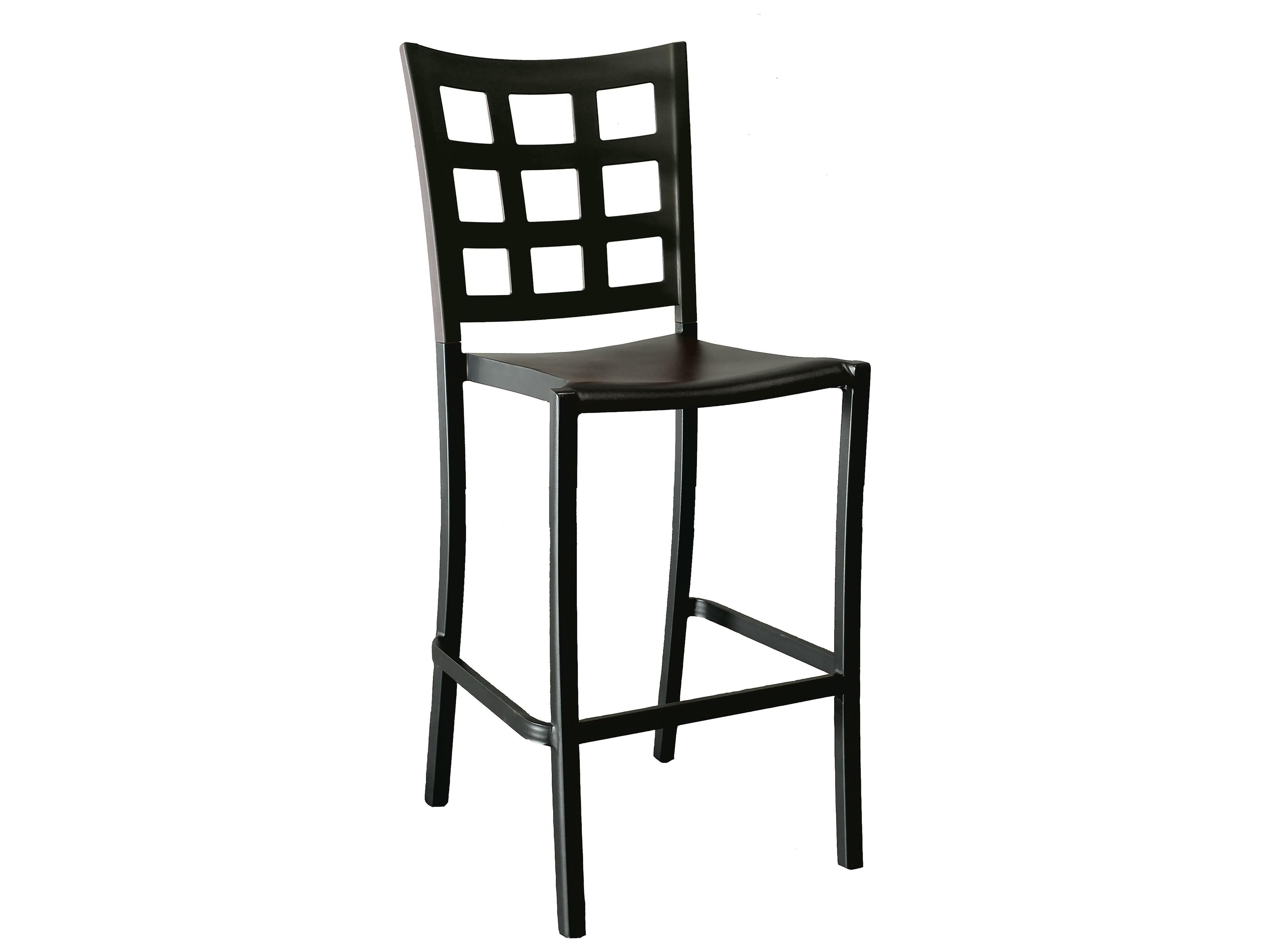 Plazza Aluminum Black/Black Stacking Armless Outdoor Patio Bar Stool