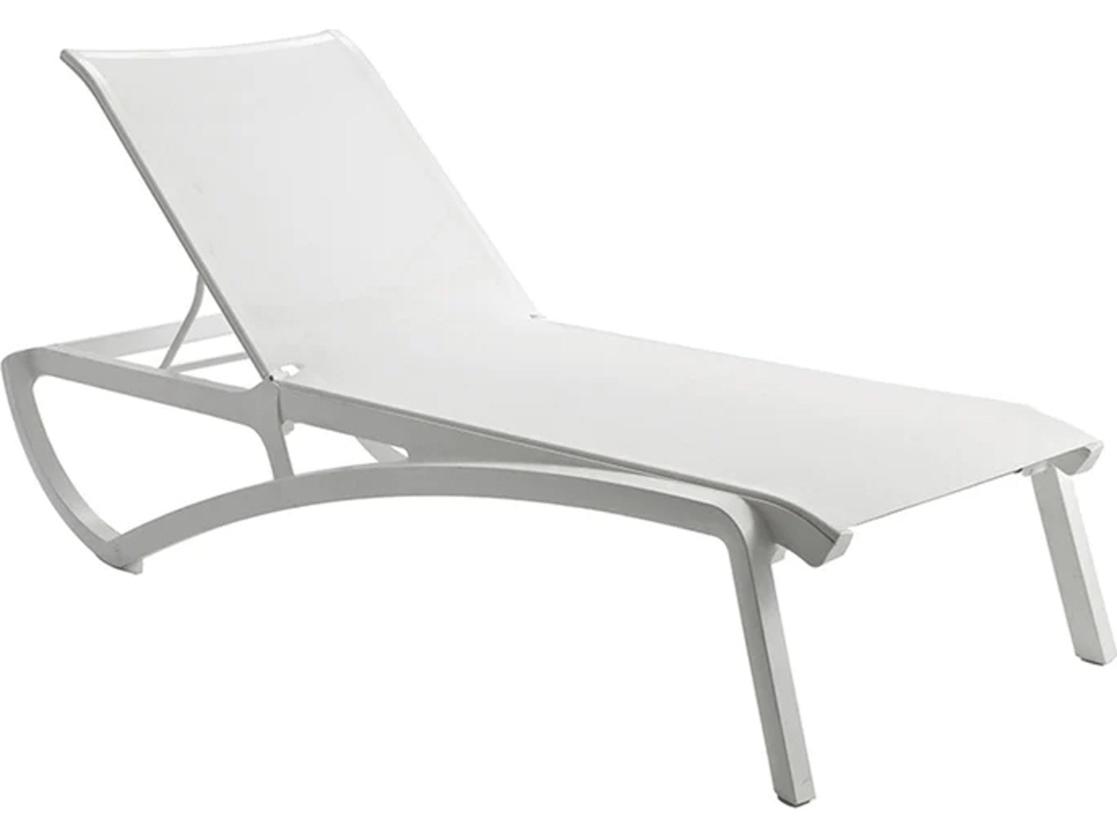 Grosfillex Sunset Aluminum Resin Glacier White Outdoor Chaise Lounge in White
