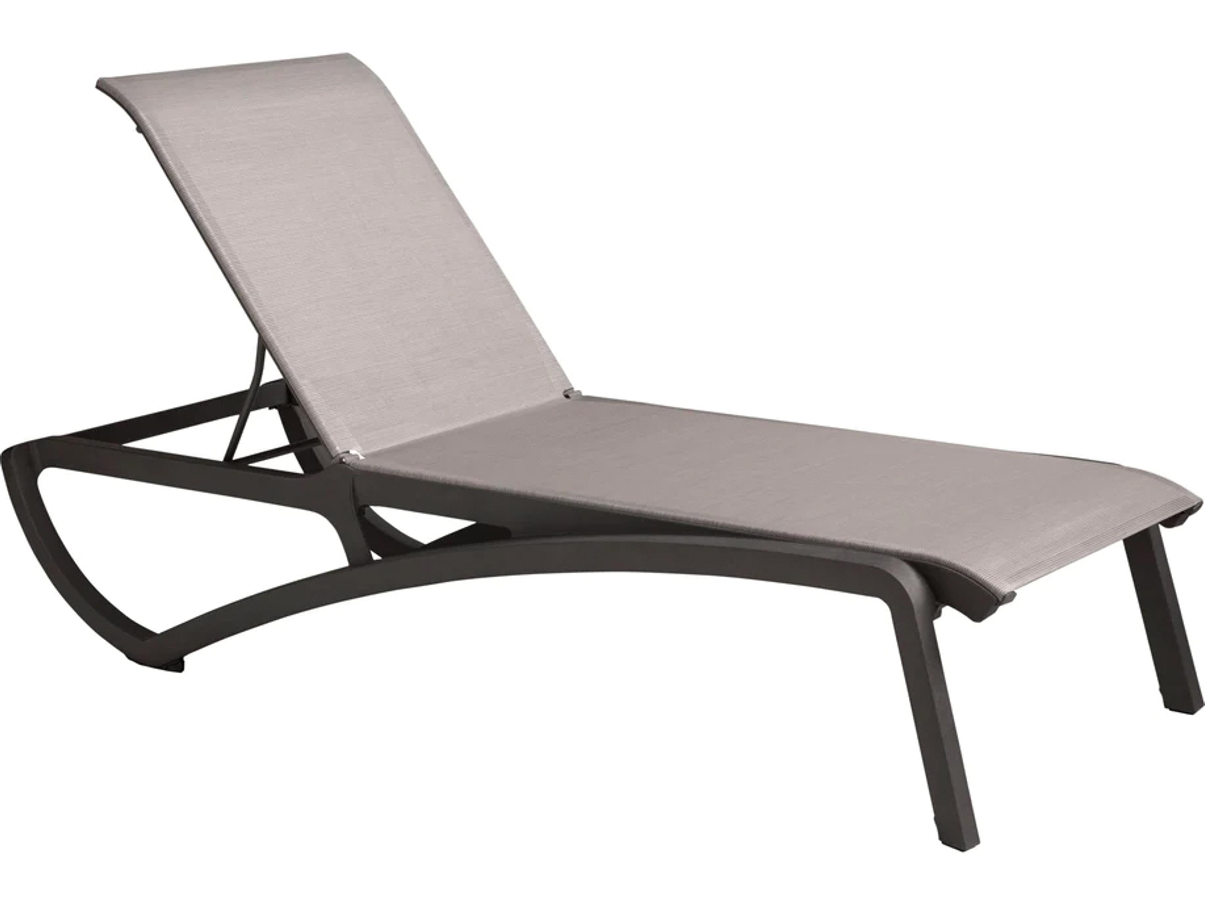 Sunset Aluminum Volcanic Black Outdoor Patio Chaise Lounge in Solid Gray