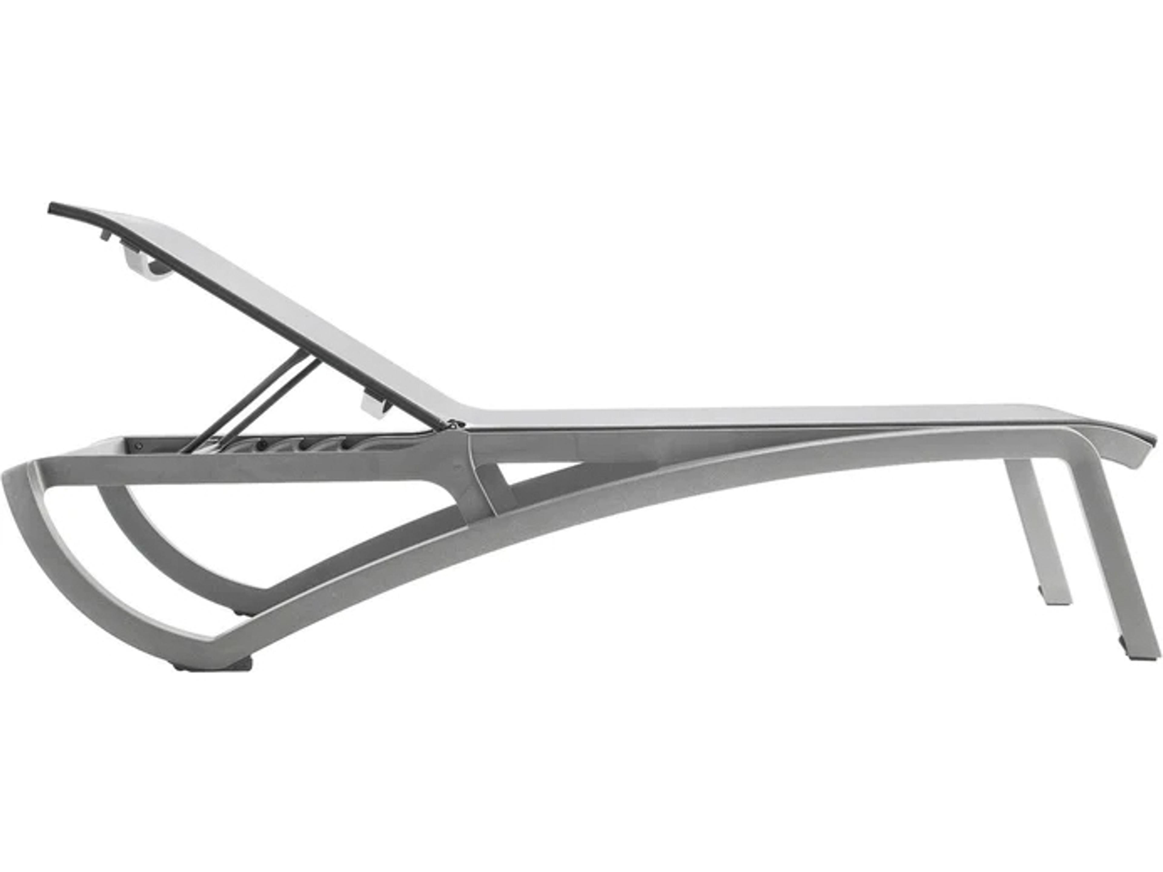 Grosfillex Sunset Aluminum Resin Platinum Gray Patio Chaise Lounge in Solid Platinum Gray