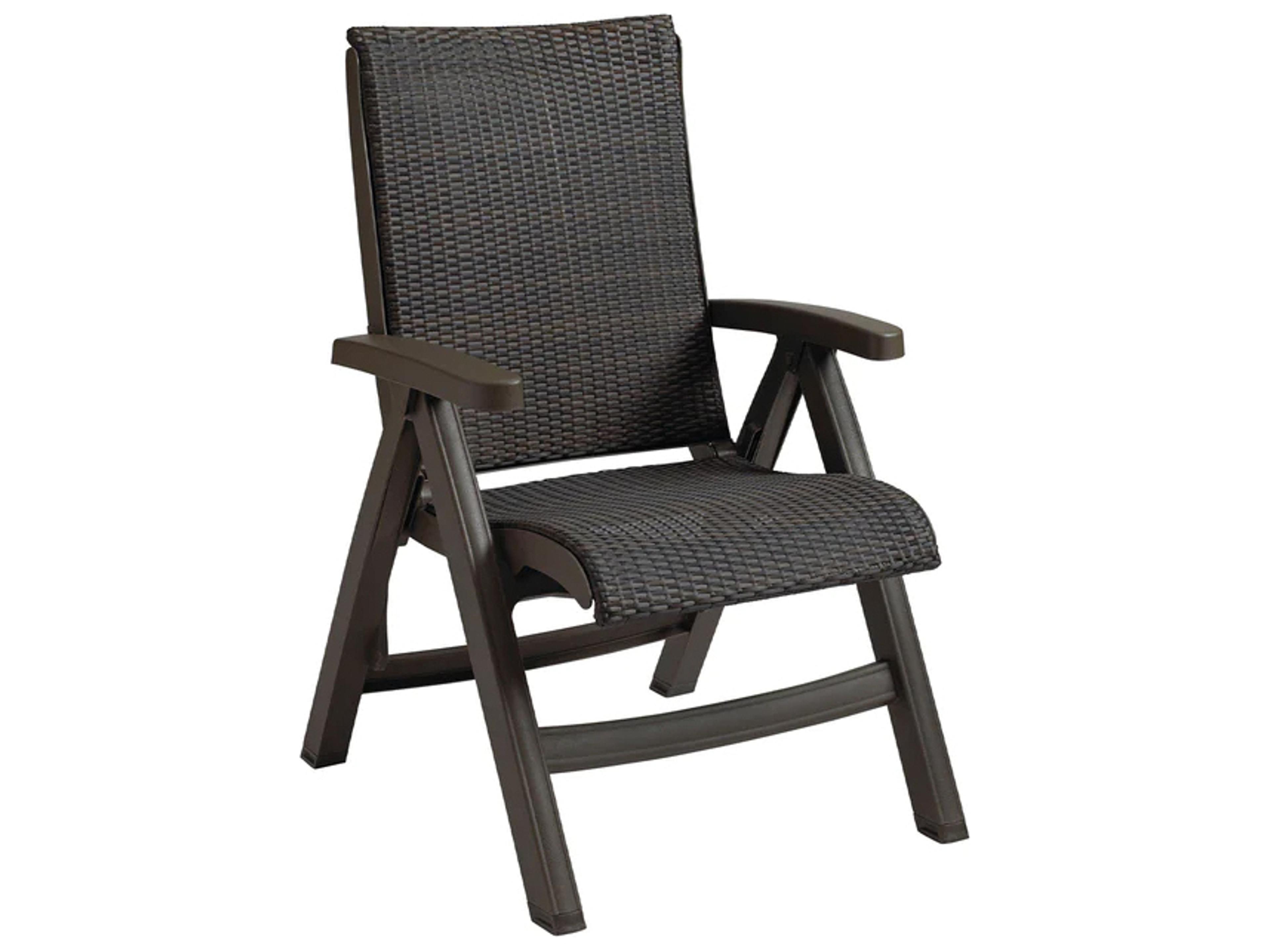 Java Resin Wicker Bronze Folding Patio Lounge Chair in Bronze