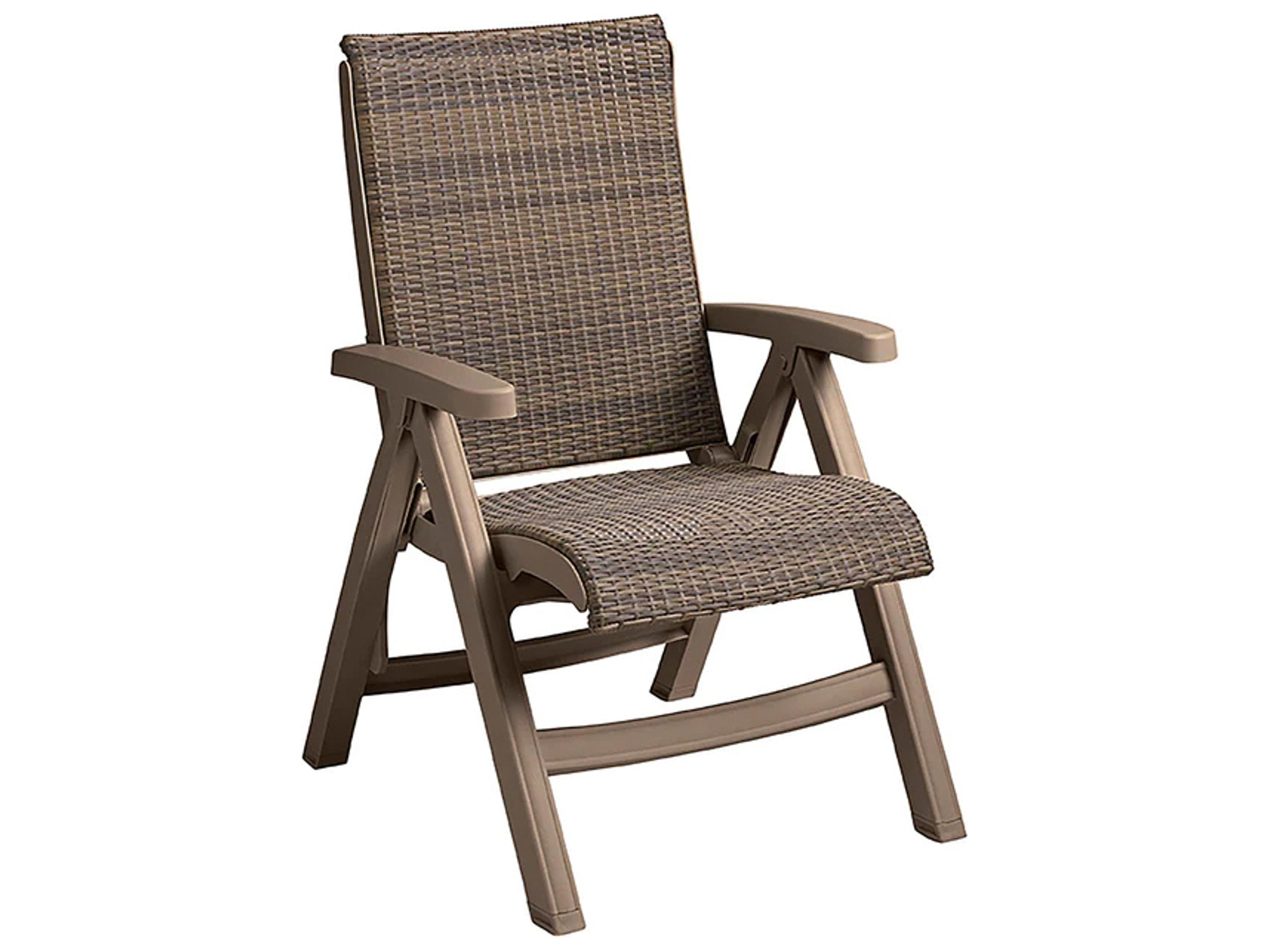 Java Resin Wicker French Taupe Folding Outdoor Lounge Chair in French Taupe
