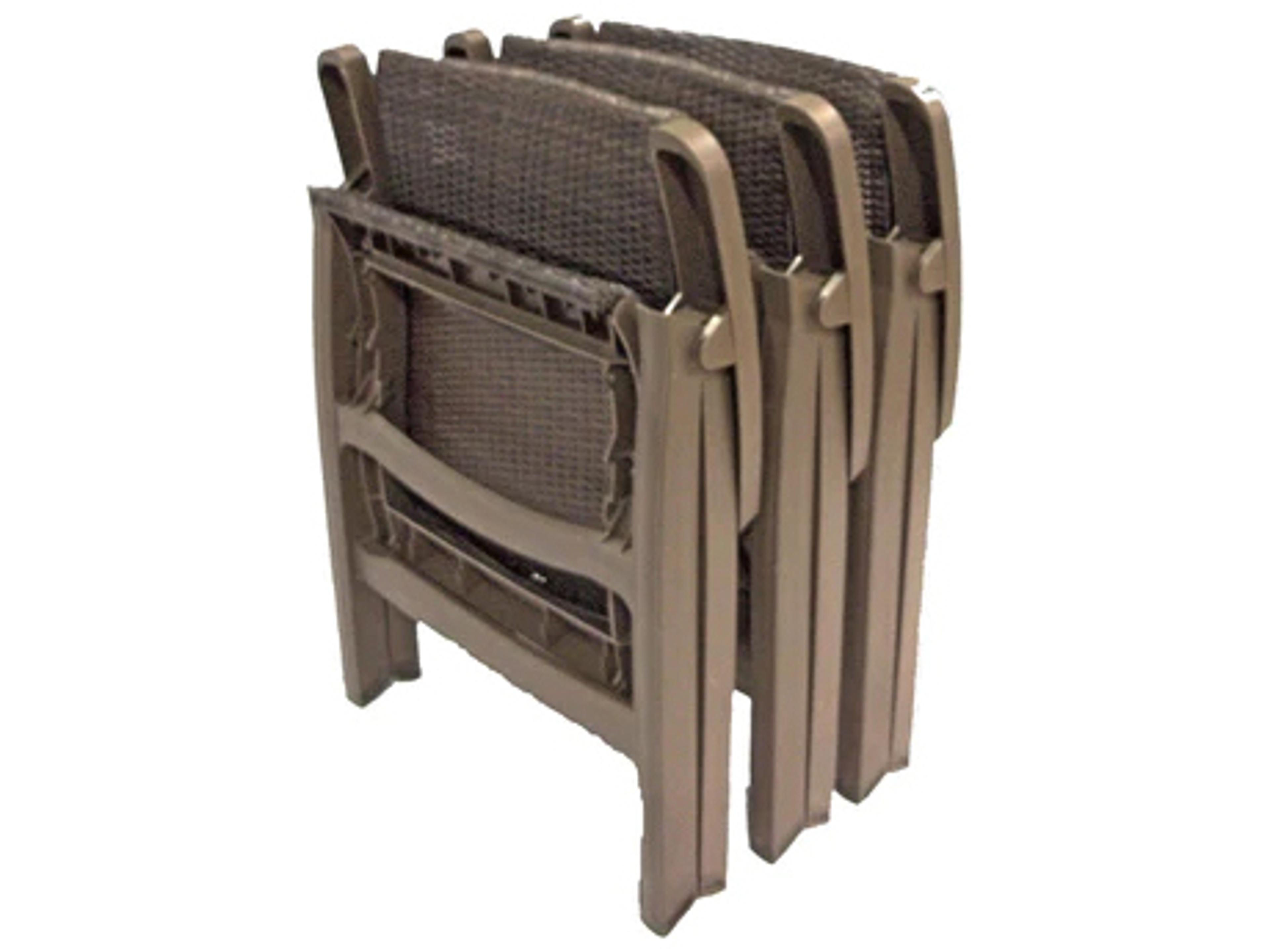 Grosfillex Java Resin Wicker French Taupe Folding Outdoor Lounge Chair in French Taupe