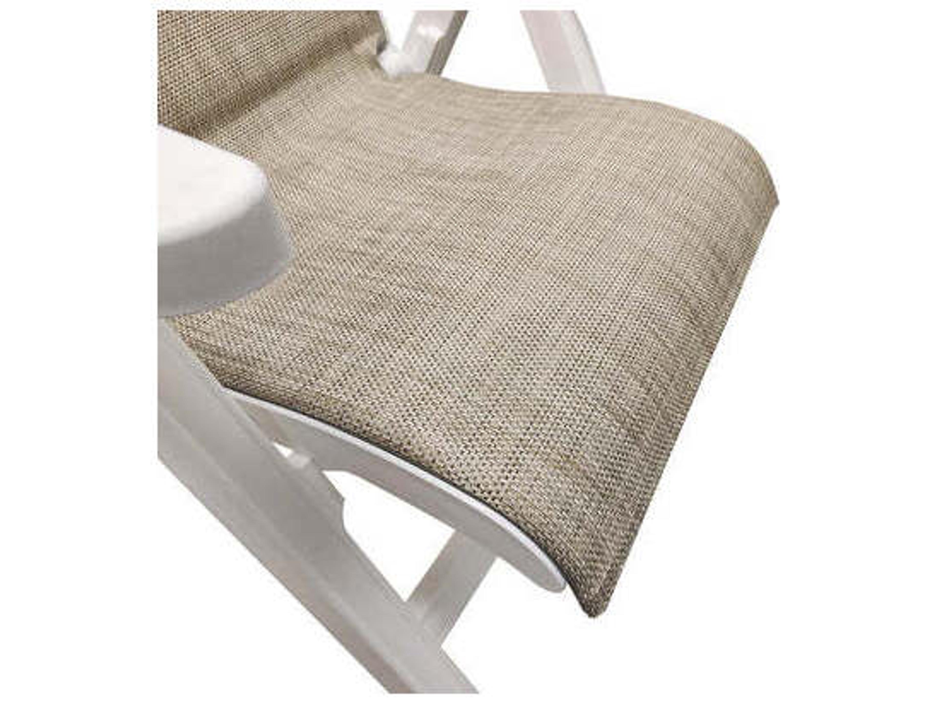 Grosfillex Jamaica Beach Sling Resin White Midback Folding Outdoor Patio Lounge Chair in Straw