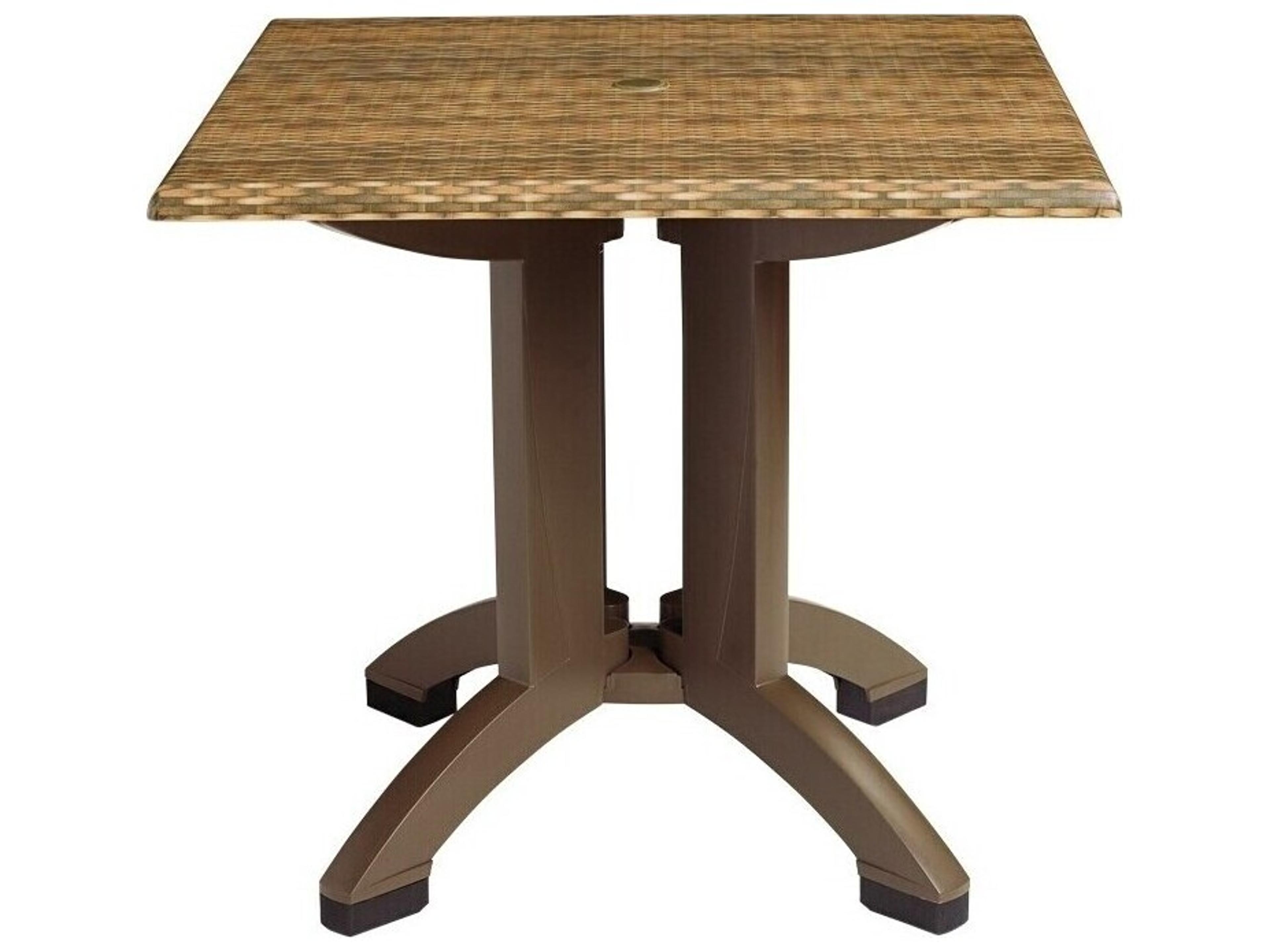 Atlanta Resin Wicker Decor Square Outdoor Dining Table with Umbrella Hole