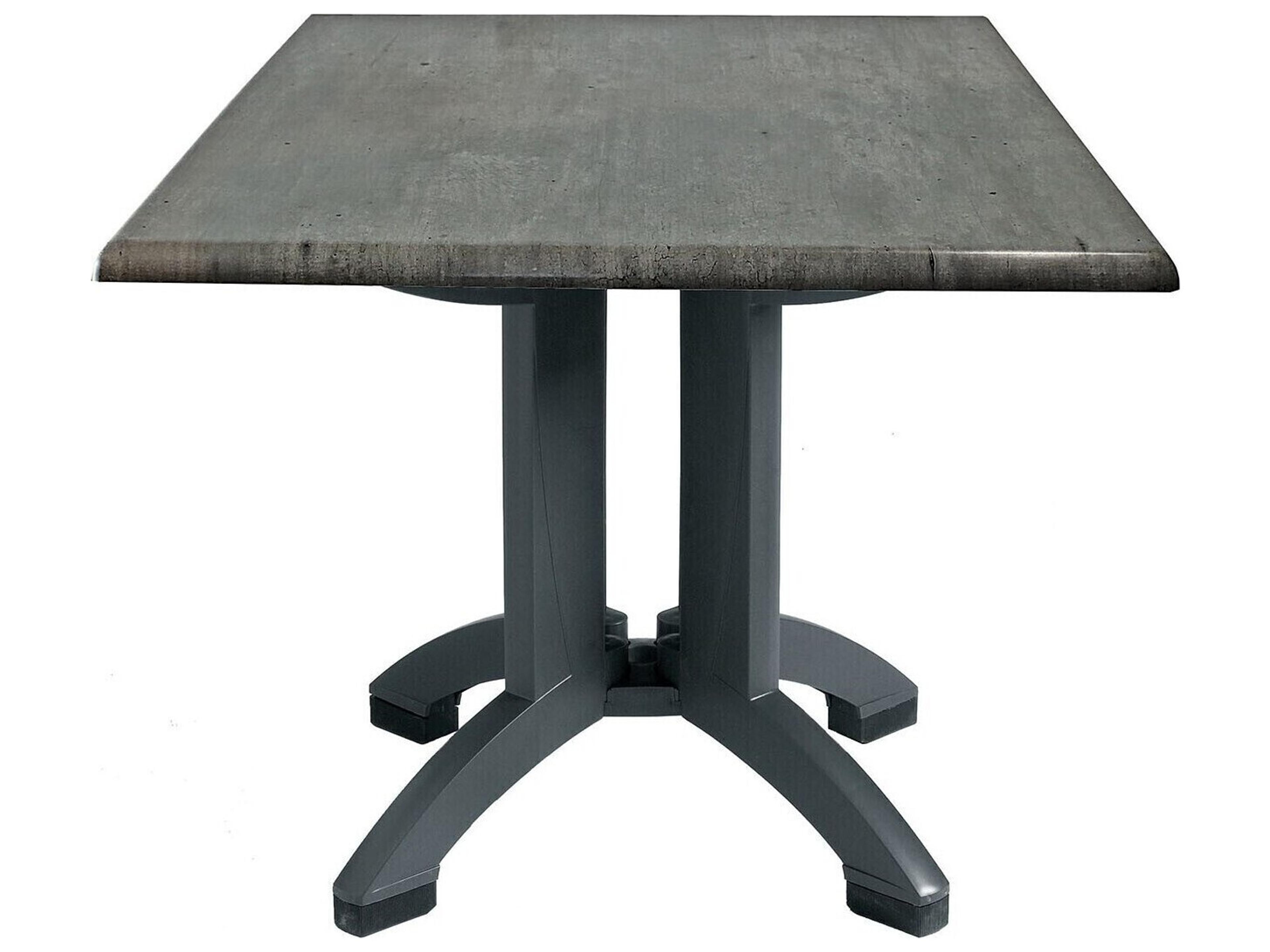 Atlanta Resin Granite Decor Square Outdoor Patio Dining Table with Umbrella Hole