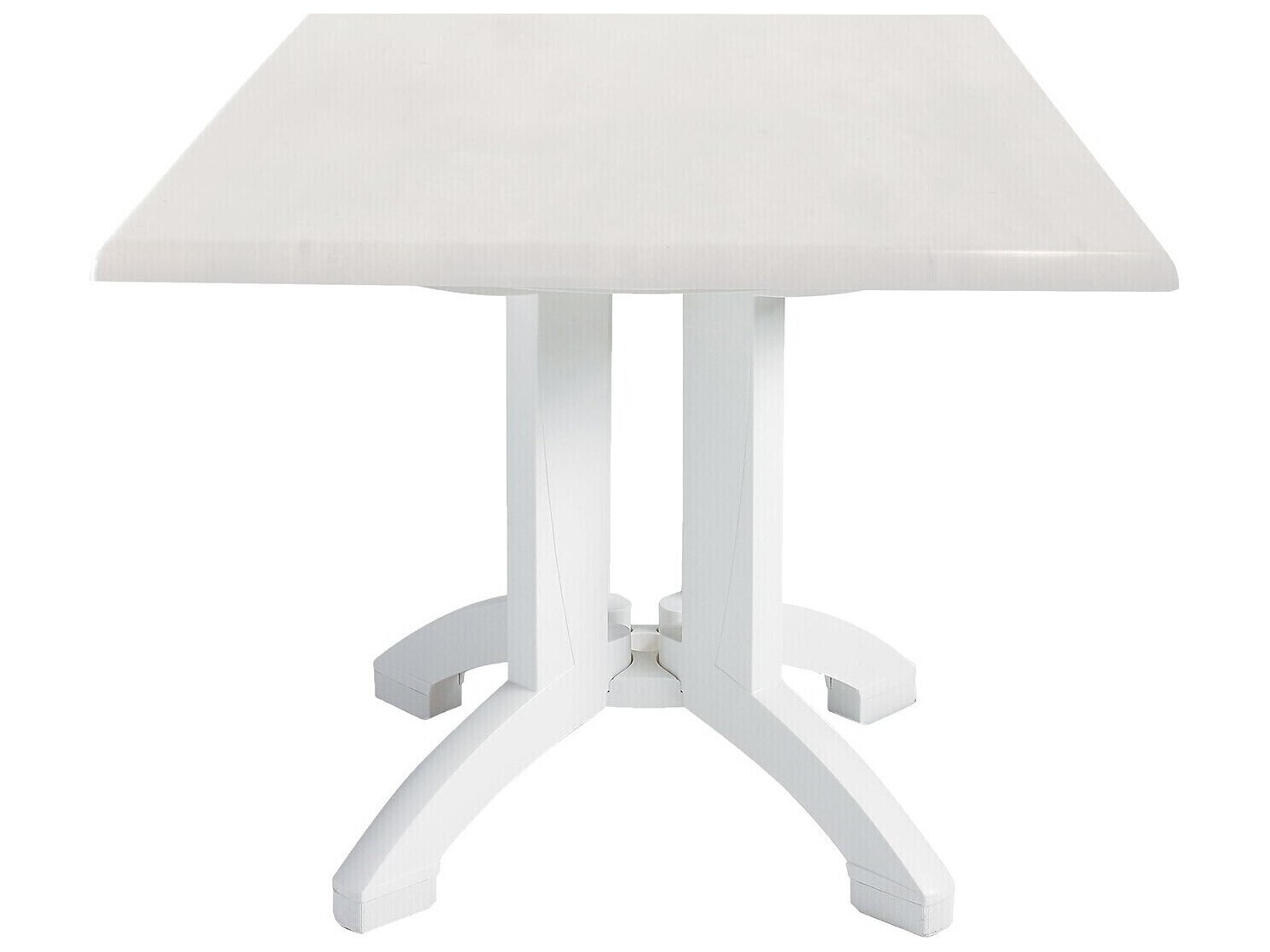 Atlanta Resin White Square Outdoor Dining Table with Umbrella Hole