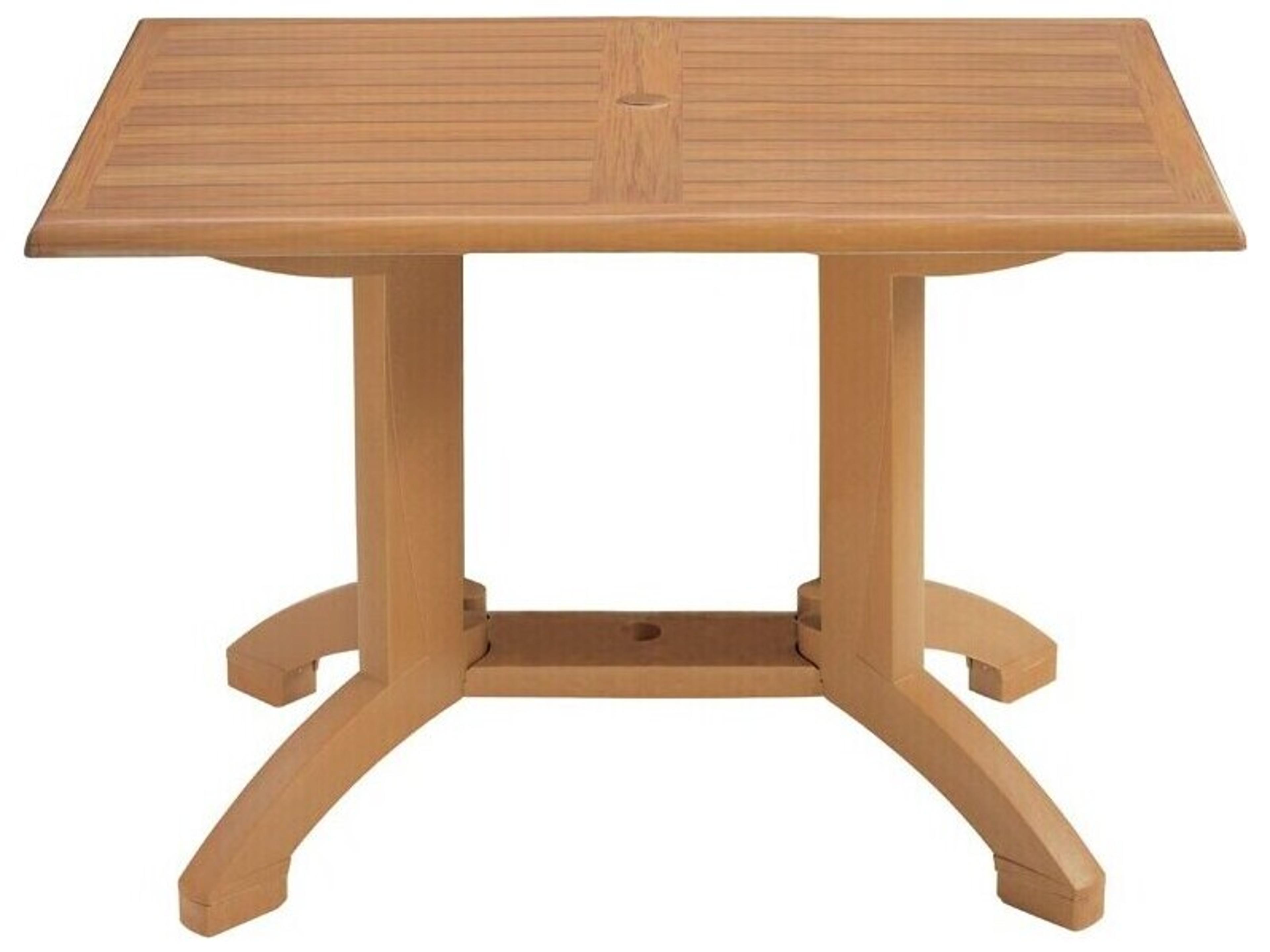 Atlanta Resin Teakwood Decor Rectangular Outdoor Dining Table with Umbrella Hole