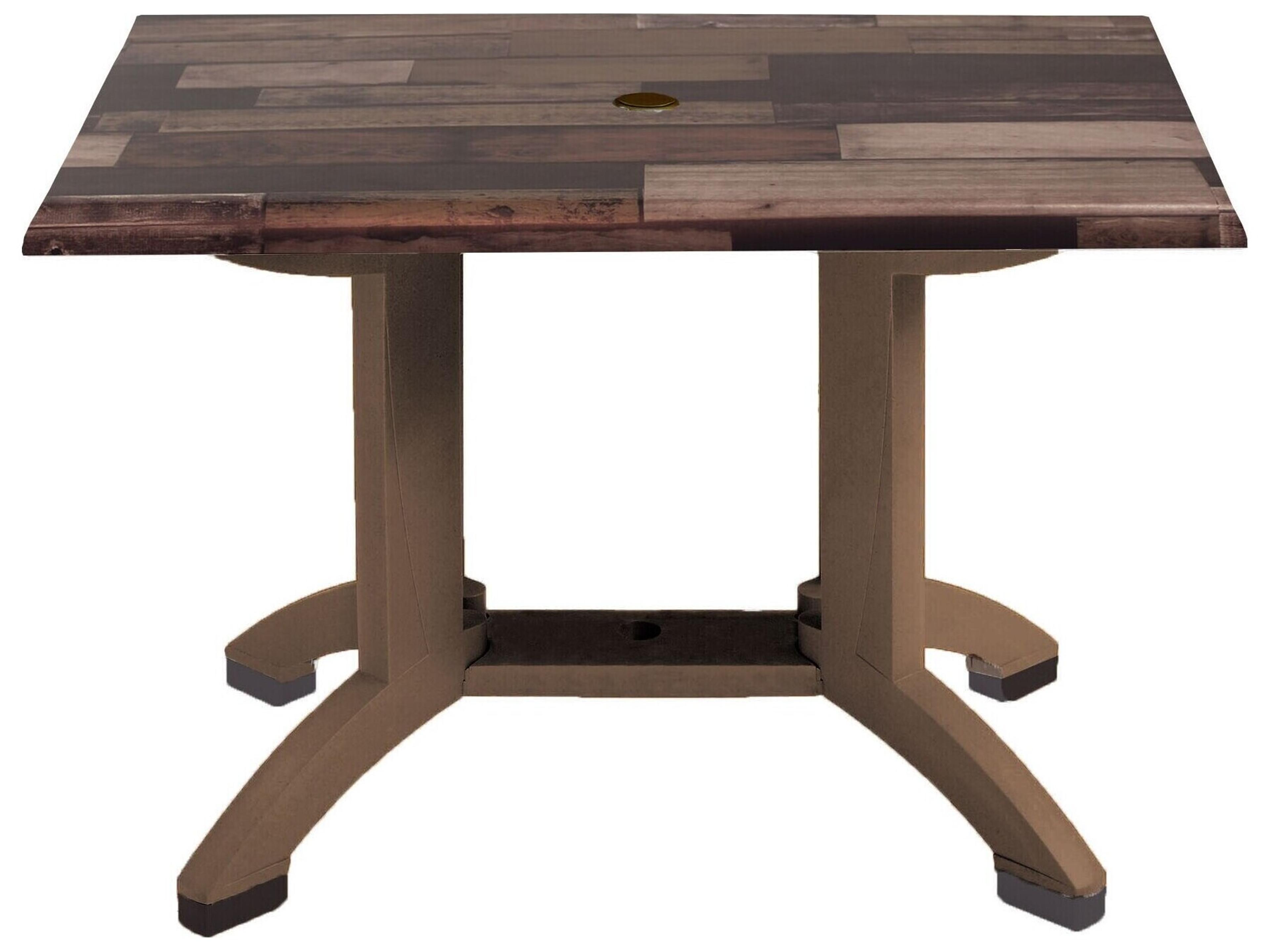 Atlanta Resin Shiplap Rectangular Patio Dining Table with Umbrella Hole