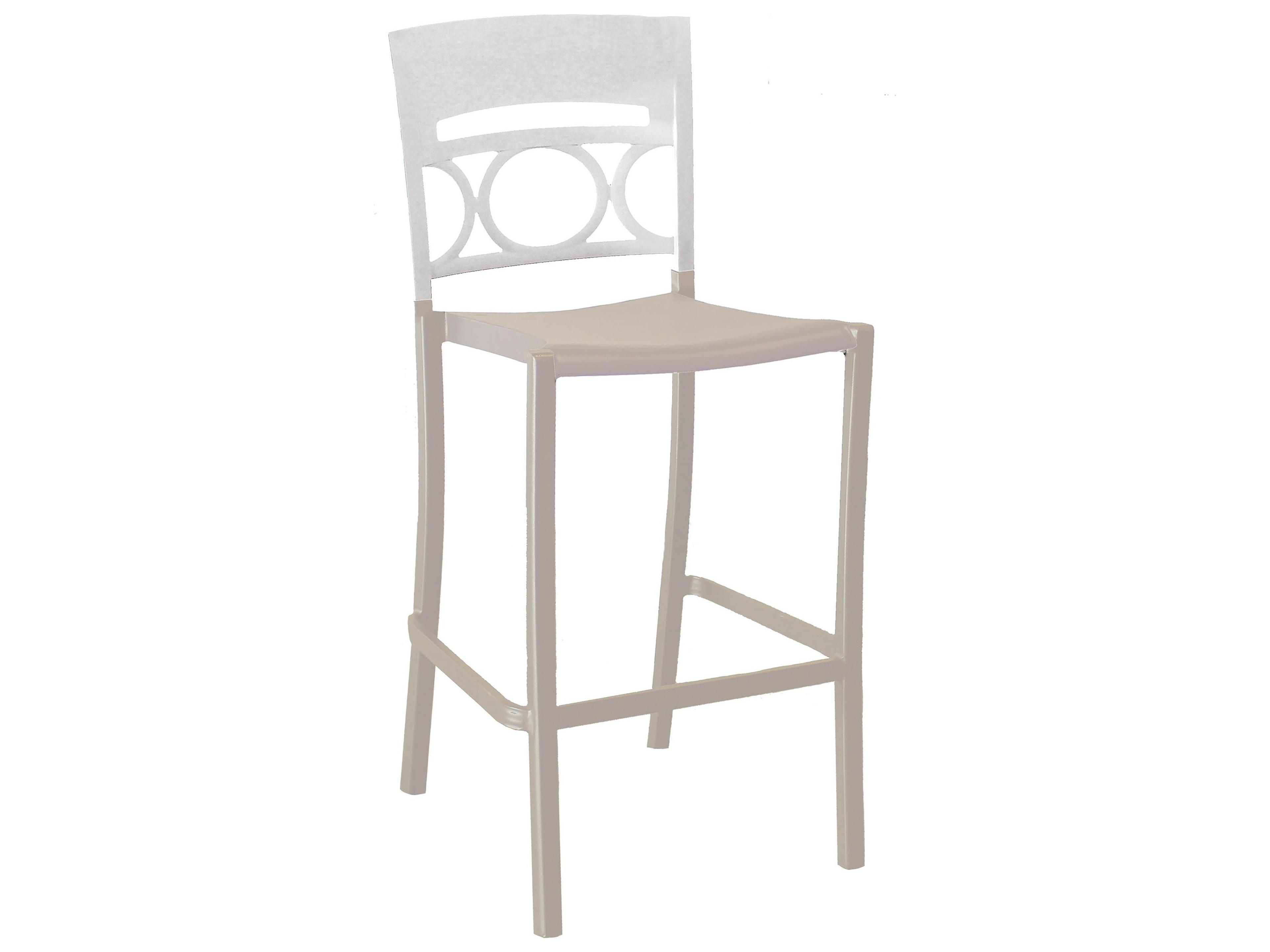 Moon Aluminum Glacier White/Linen Stacking Armless Outdoor Patio Bar Stool