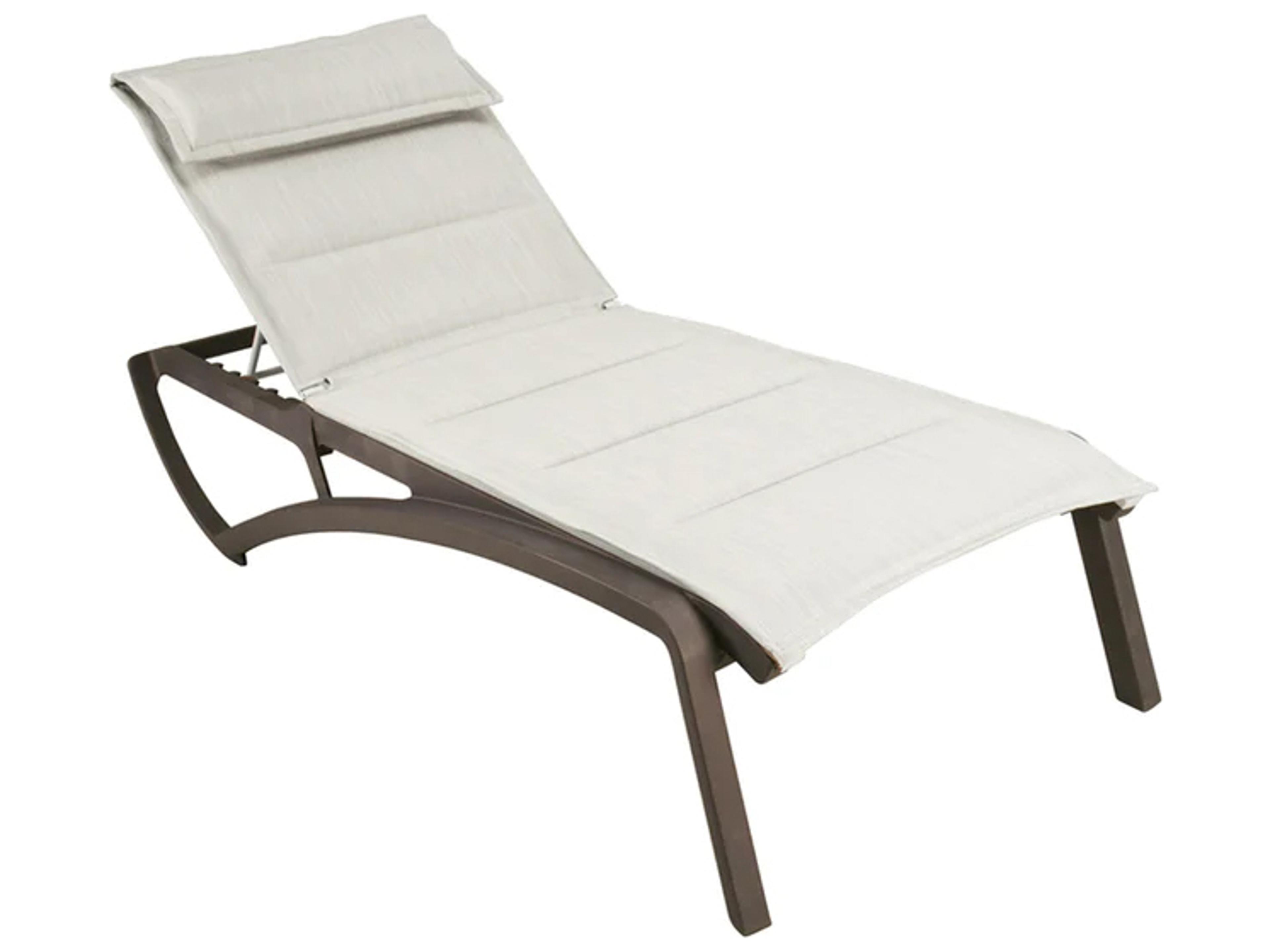 Sunset Sling Aluminum Resin Fusion Bronze Comfort Outdoor Chaise Lounge in Beige