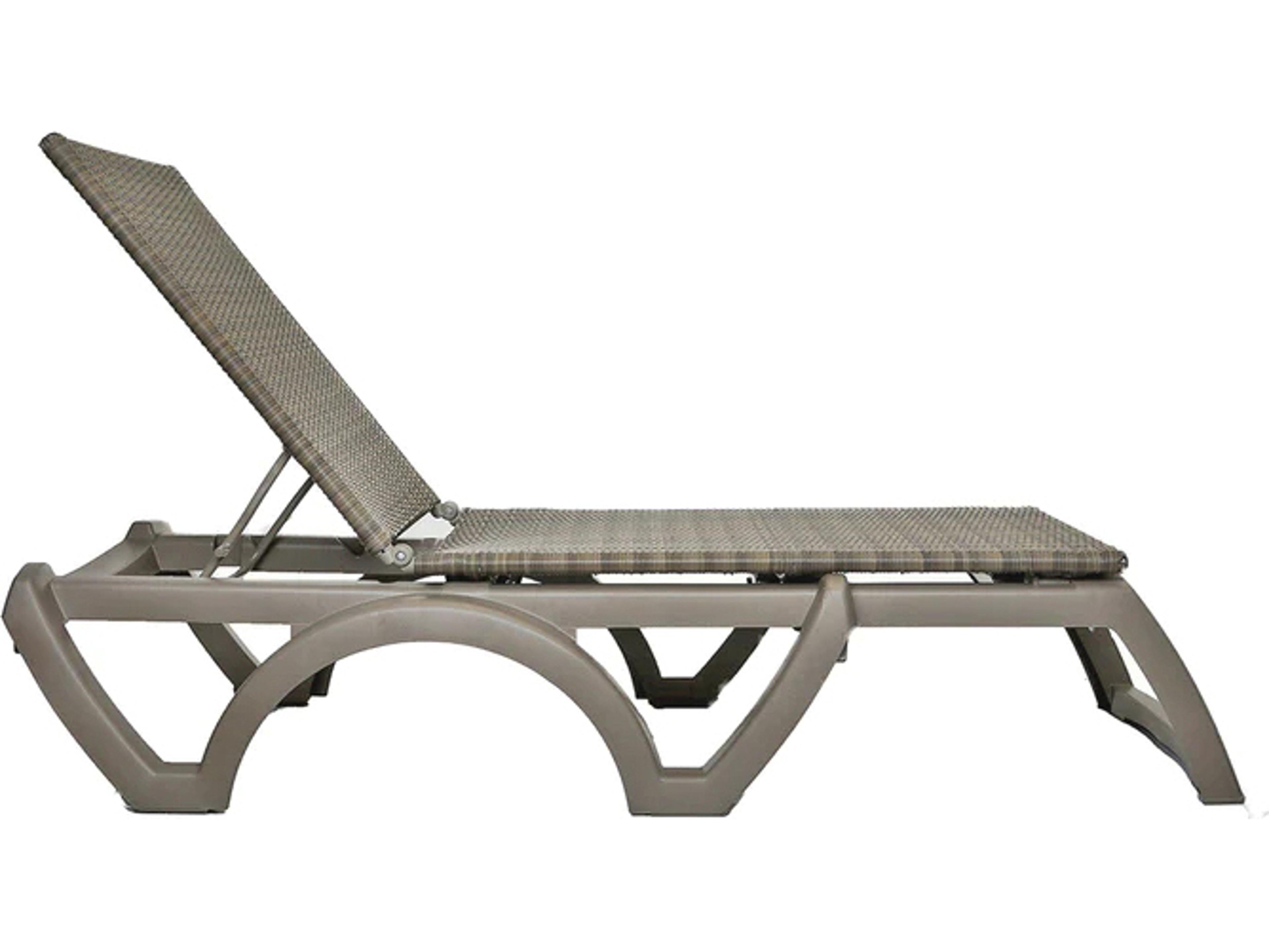 Grosfillex Java Resin Wicker French Taupe Adjustable Patio Chaise Lounge in French Taupe