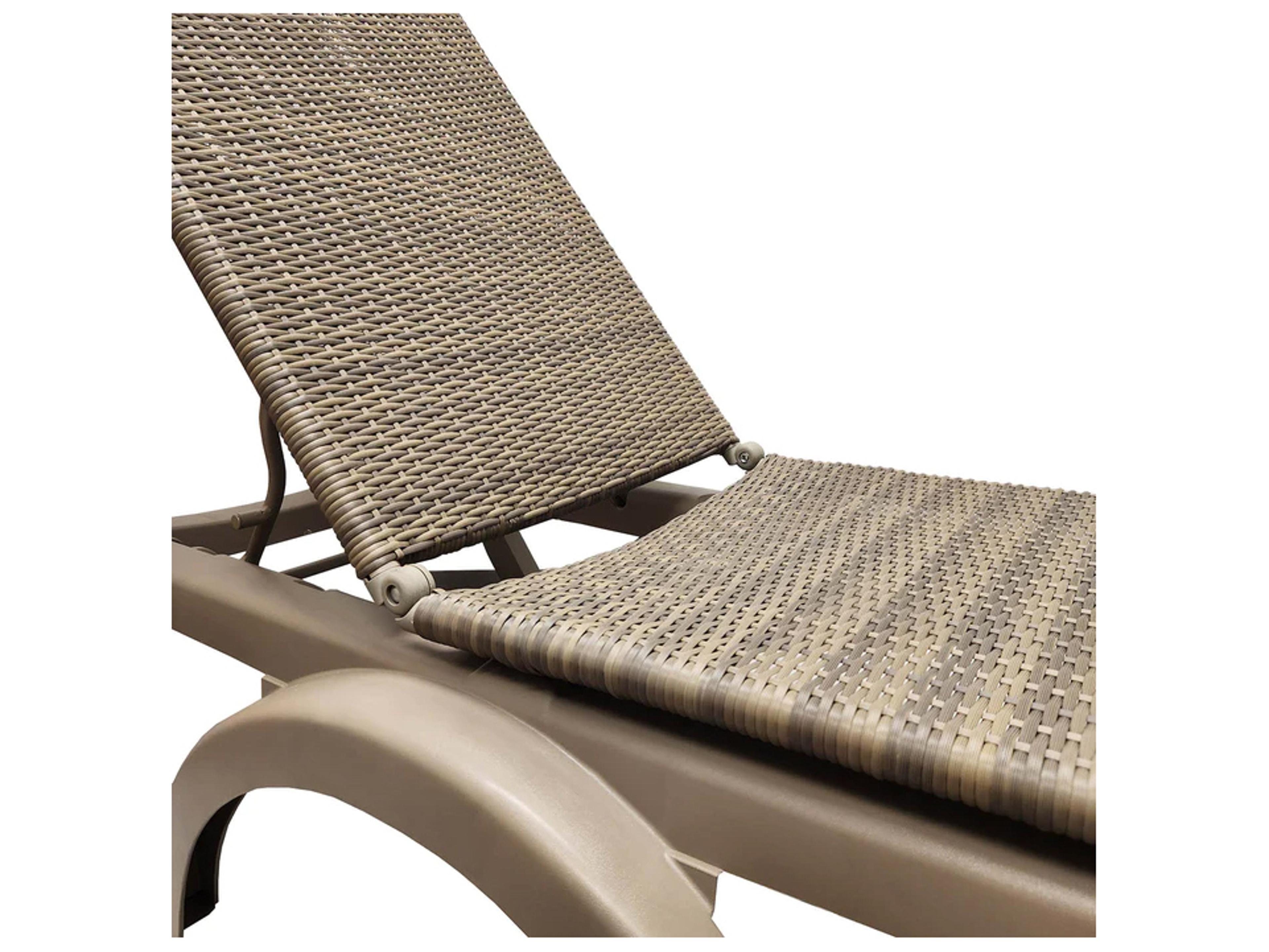 Grosfillex Java Resin Wicker French Taupe Adjustable Patio Chaise Lounge in French Taupe