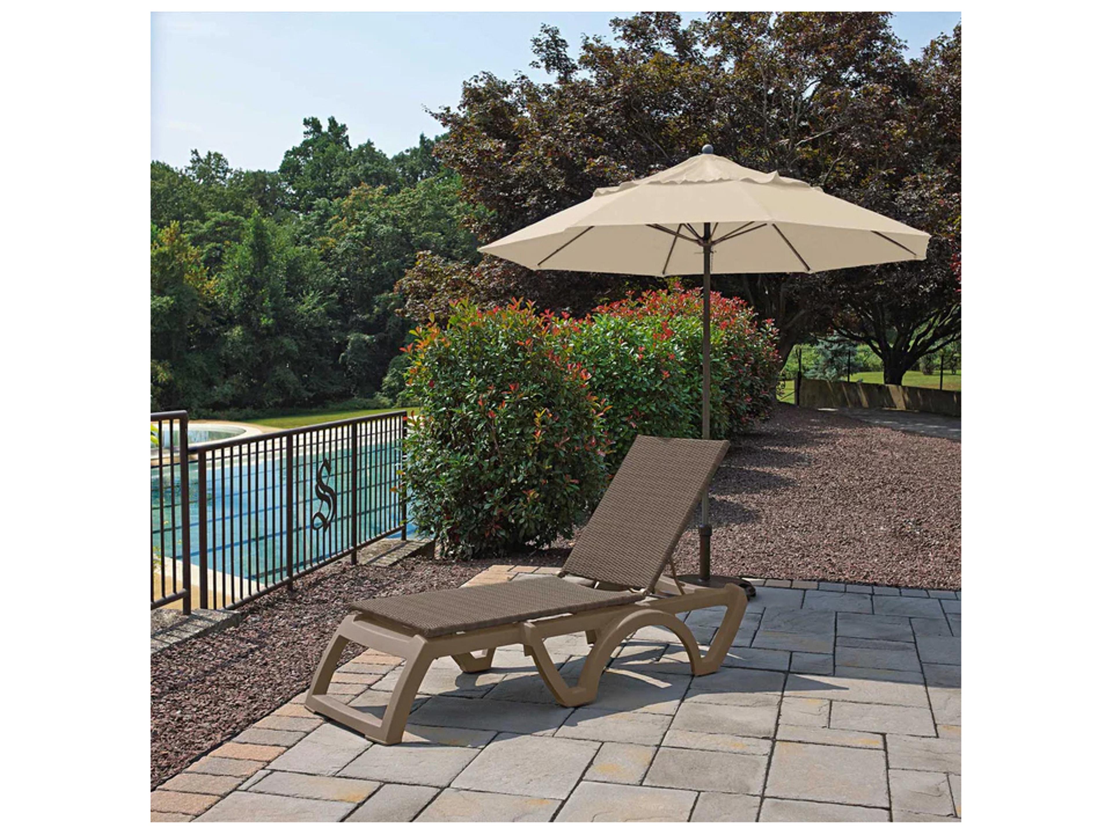 Grosfillex Java Resin Wicker French Taupe Adjustable Patio Chaise Lounge in French Taupe