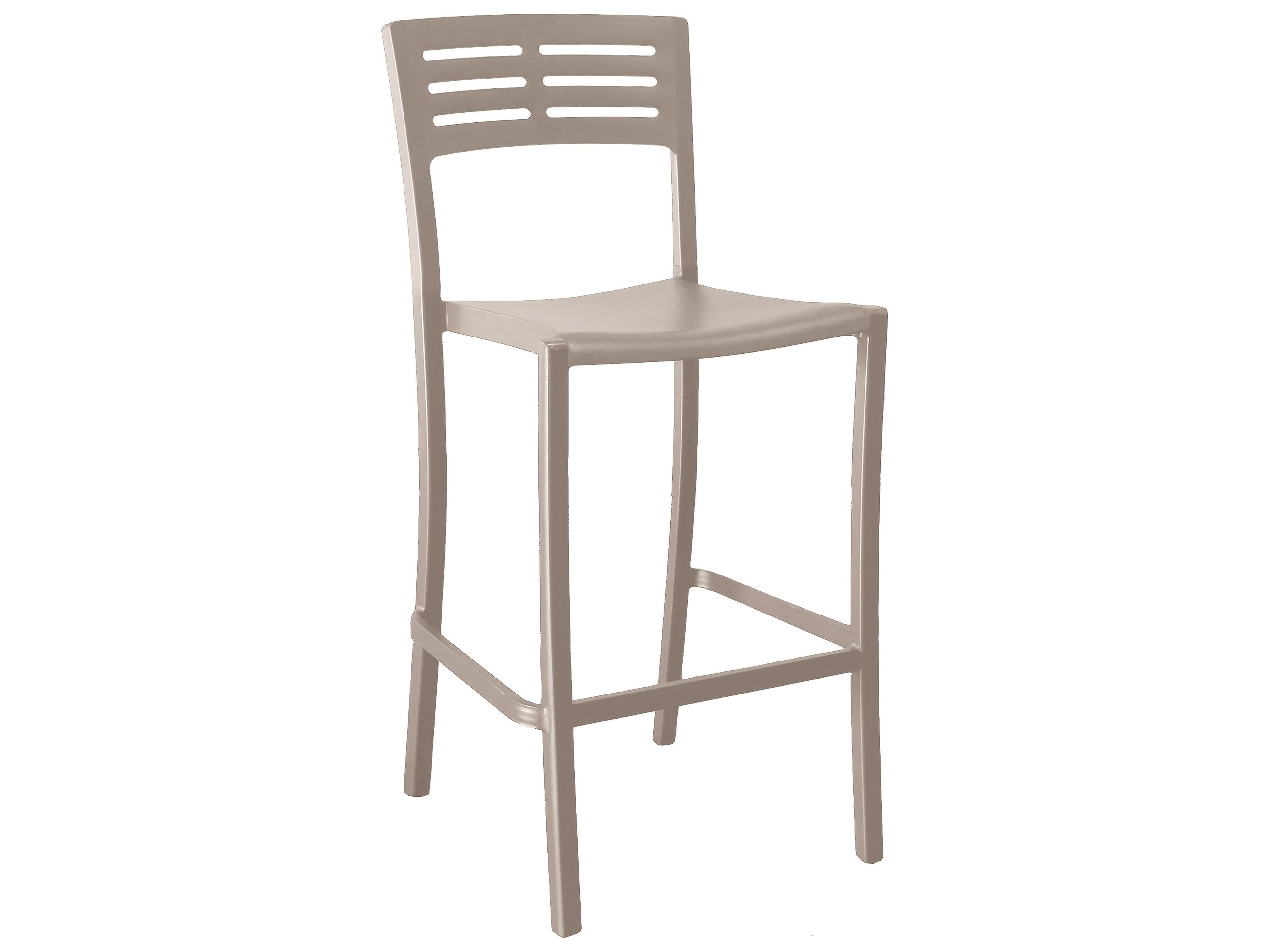 Vogue Aluminum French Taupe Stacking Armless Patio Bar Stool