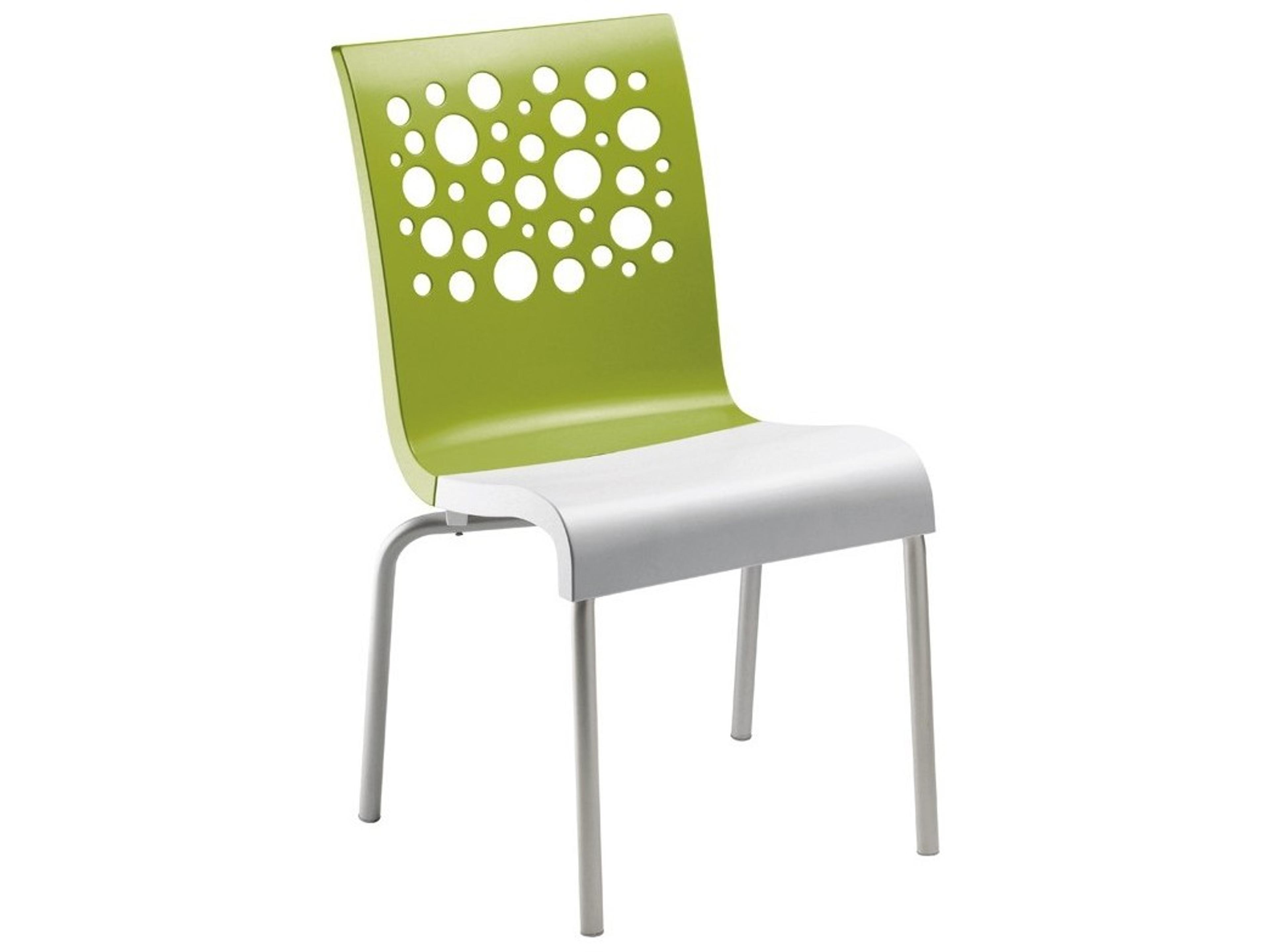 Tempo Aluminum Fern Green/White Stacking Patio Dining Side Chair