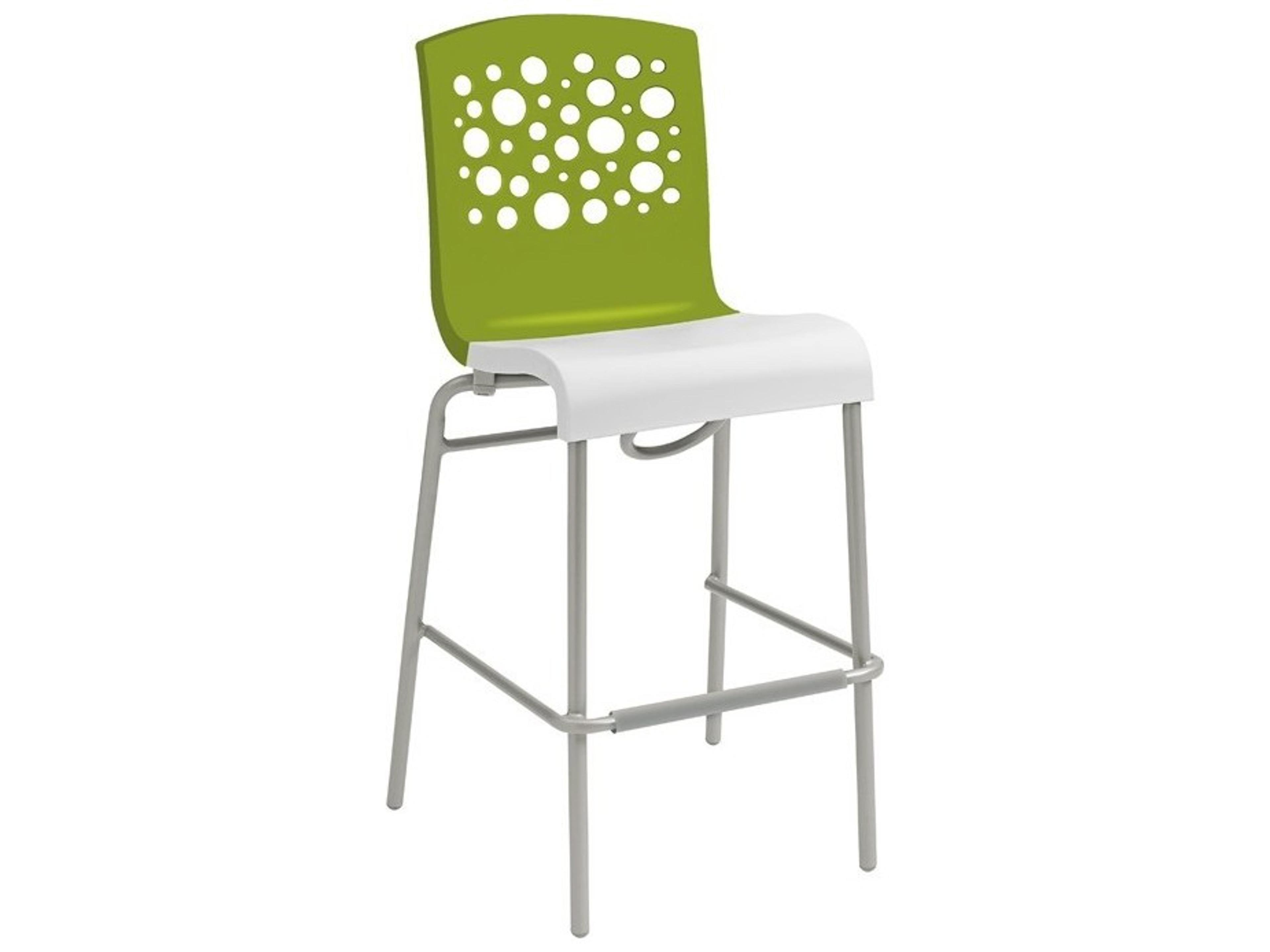 Tempo Aluminum Fern Green/White Stacking Armless Outdoor Patio Bar Stool