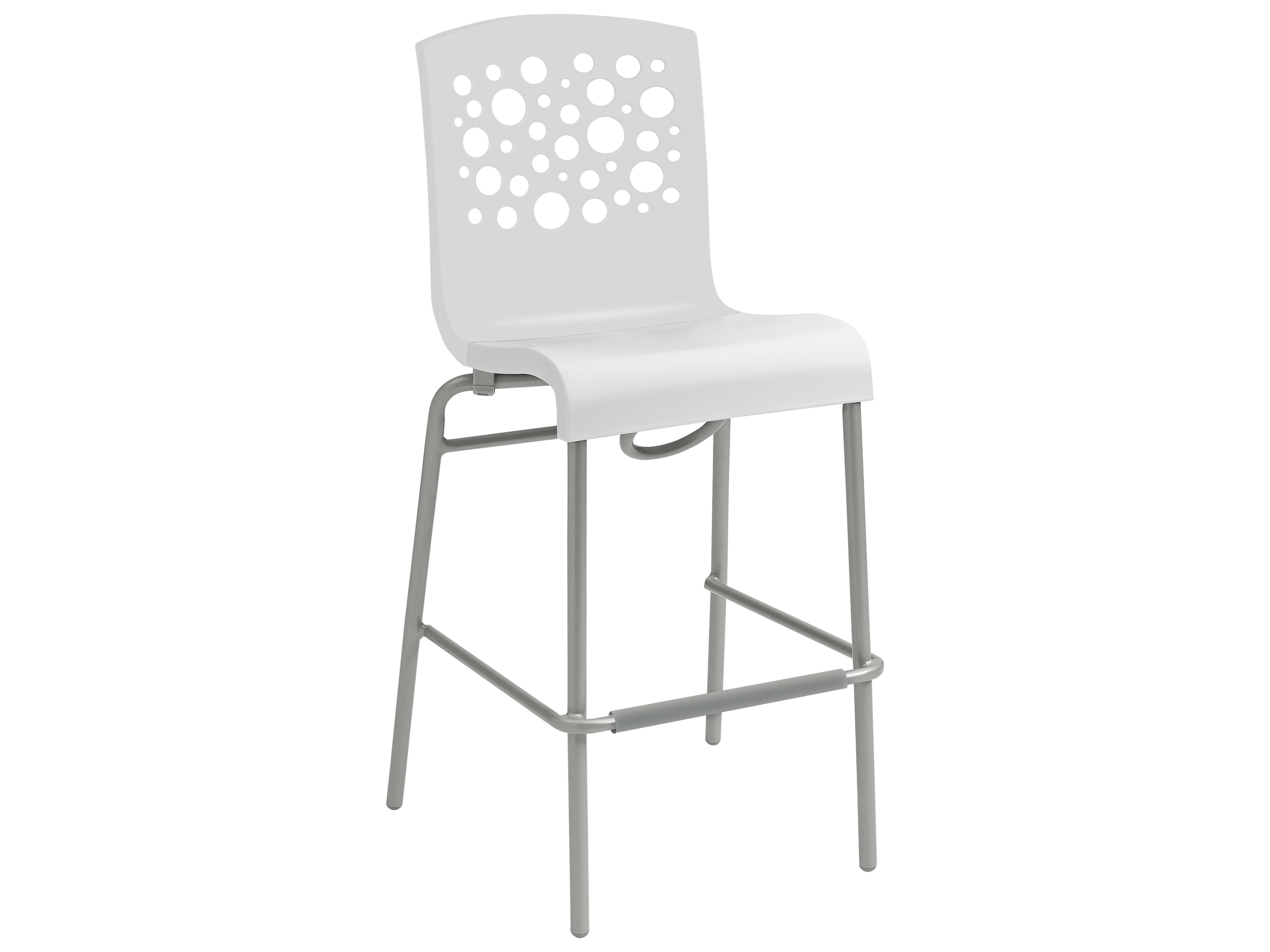 Tempo Aluminum White/White Stacking Armless Outdoor Patio Bar Stool