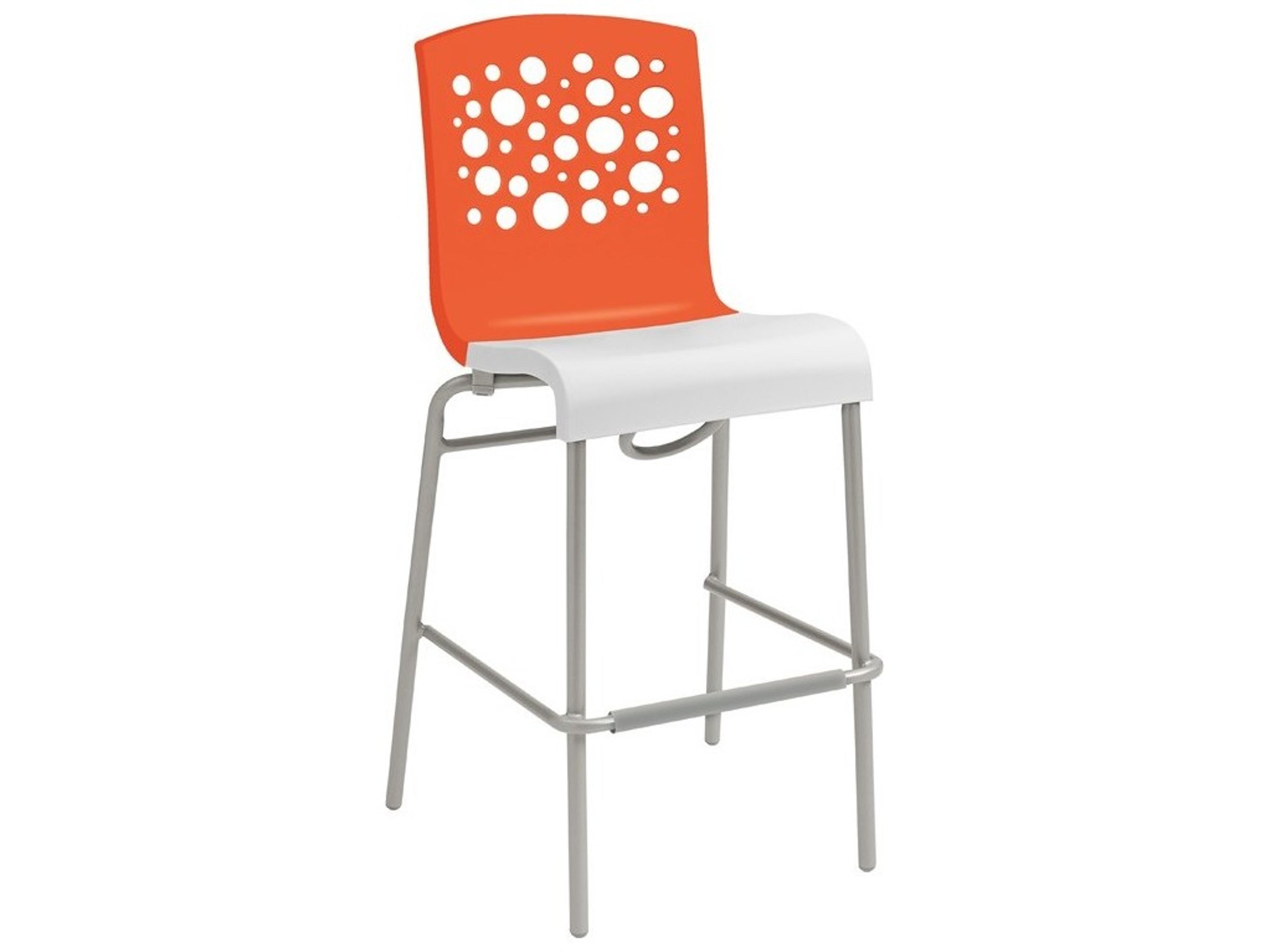 Tempo Aluminum Orange/White Stacking Armless Outdoor Bar Stool