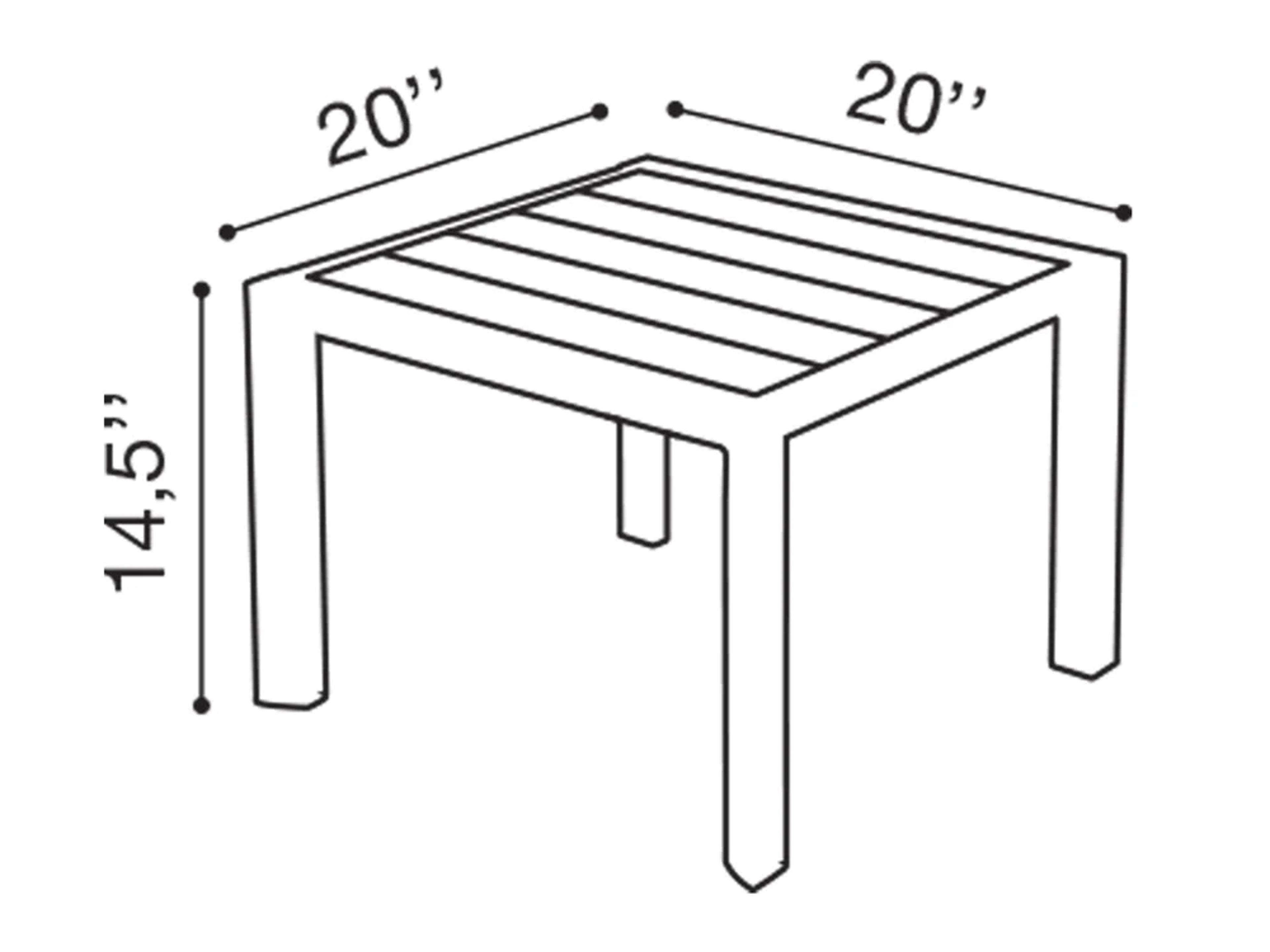 Grosfillex Sunset Aluminum Volcanic Black Round Low Outdoor End Table