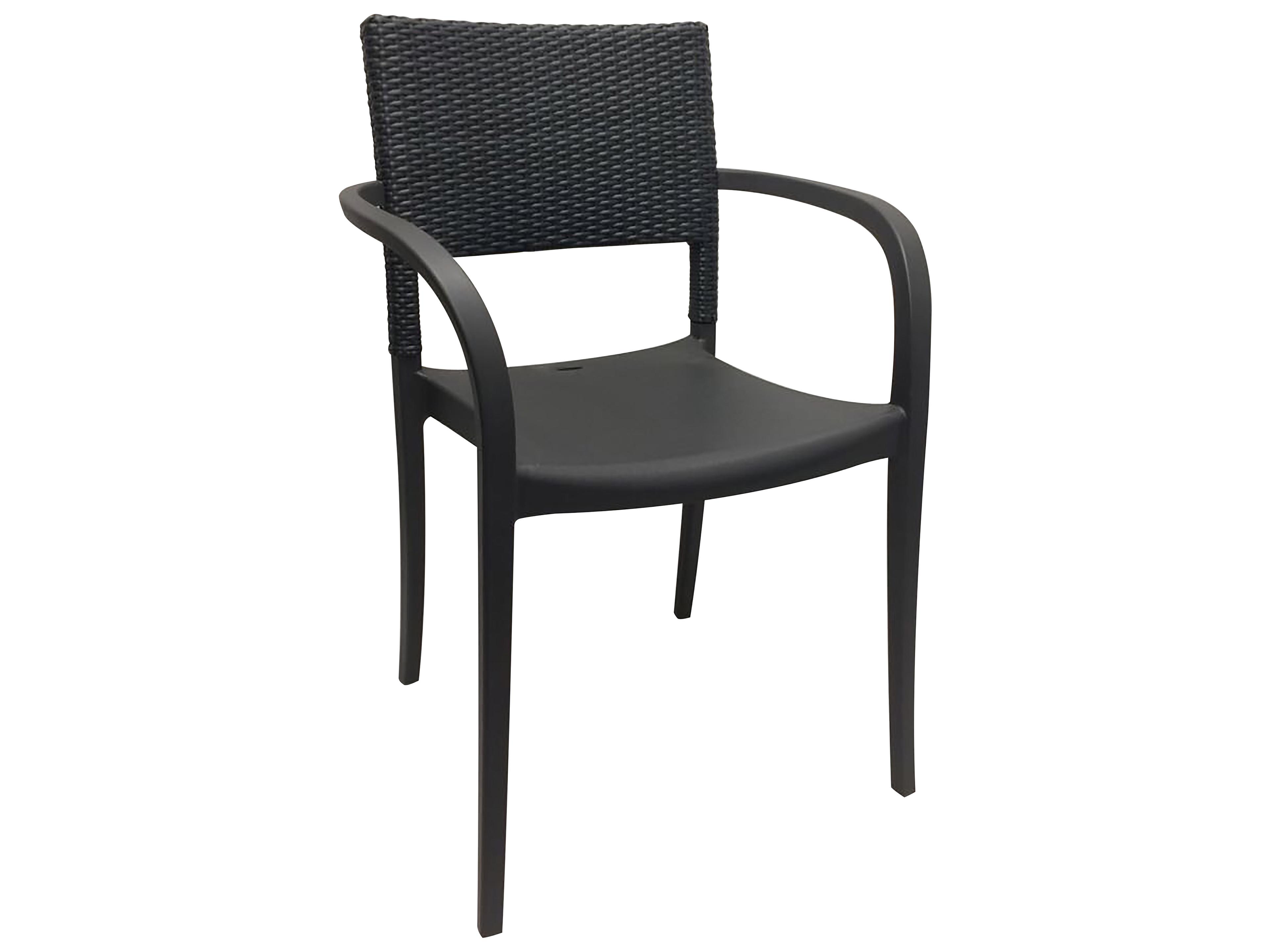 Java Resin Charcoal Stacking Outdoor Patio Dining Arm Chair