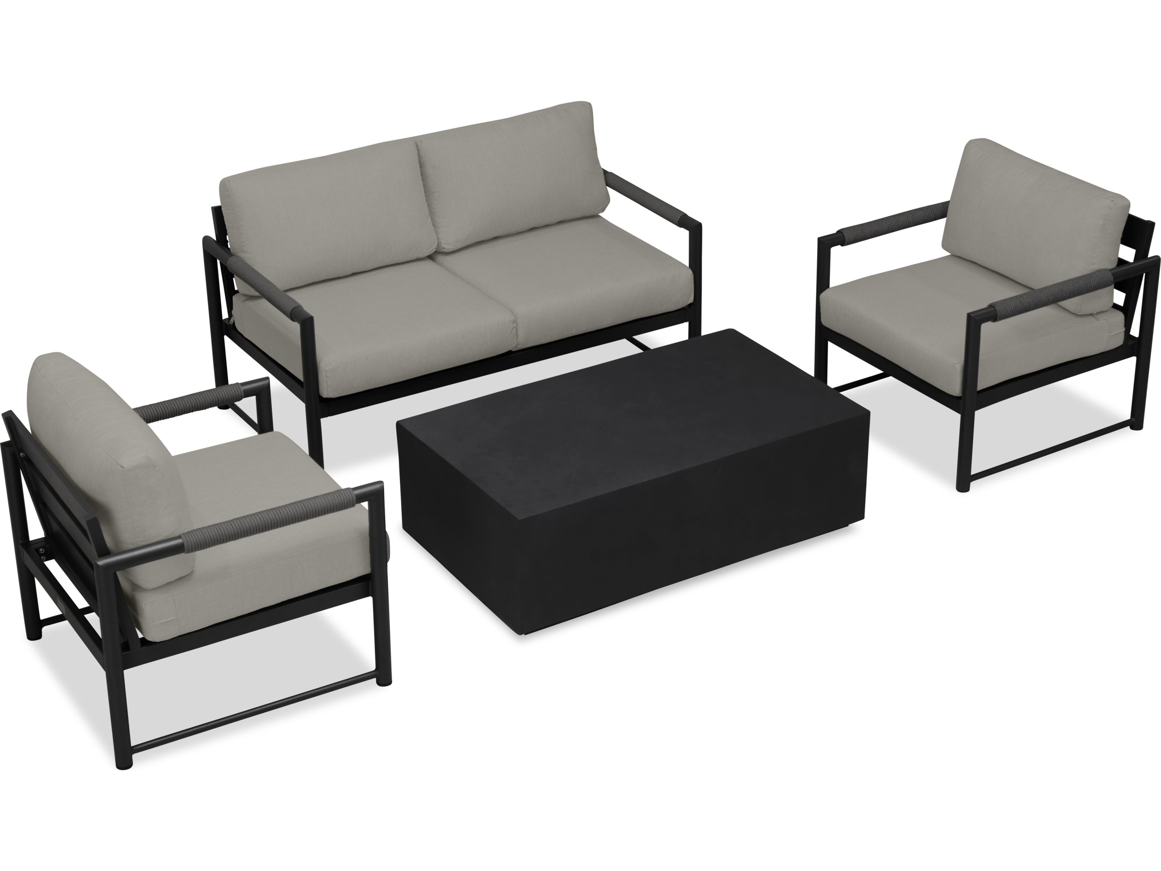 Harmonia Living Alto Aluminum 5 Piece Loveseat Patio Lounge Set