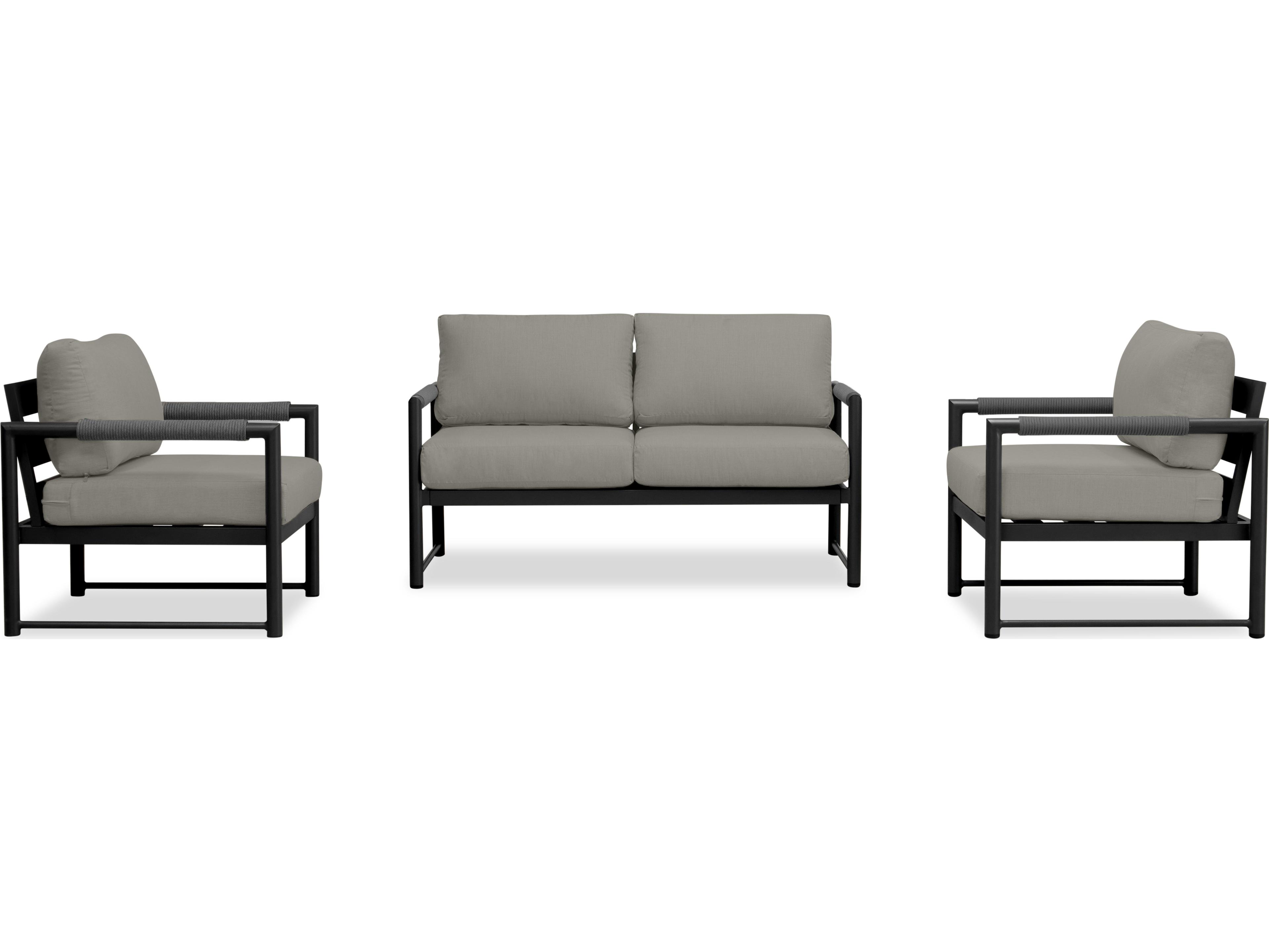 Harmonia Living Alto Aluminum 3 Piece Loveseat Outdoor Lounge Set