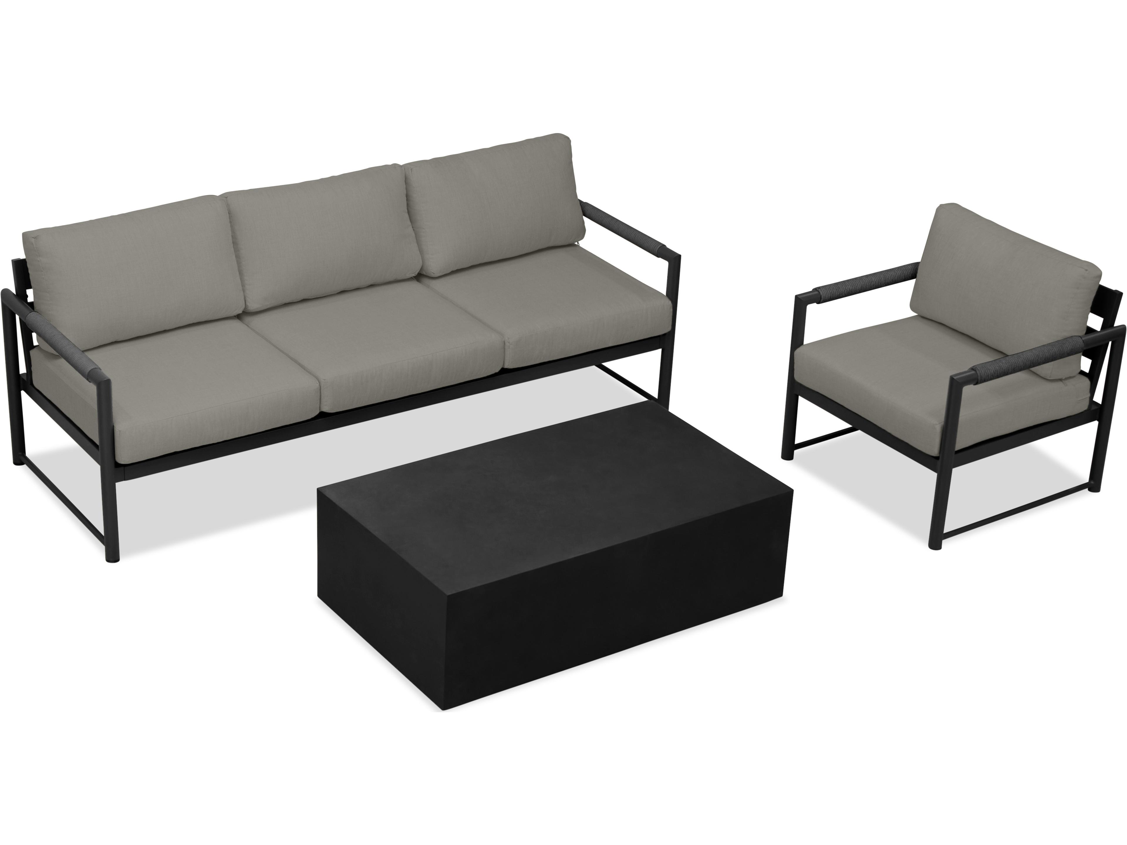 Harmonia Living Alto Aluminum 3 Piece Sofa Outdoor Patio Lounge Set