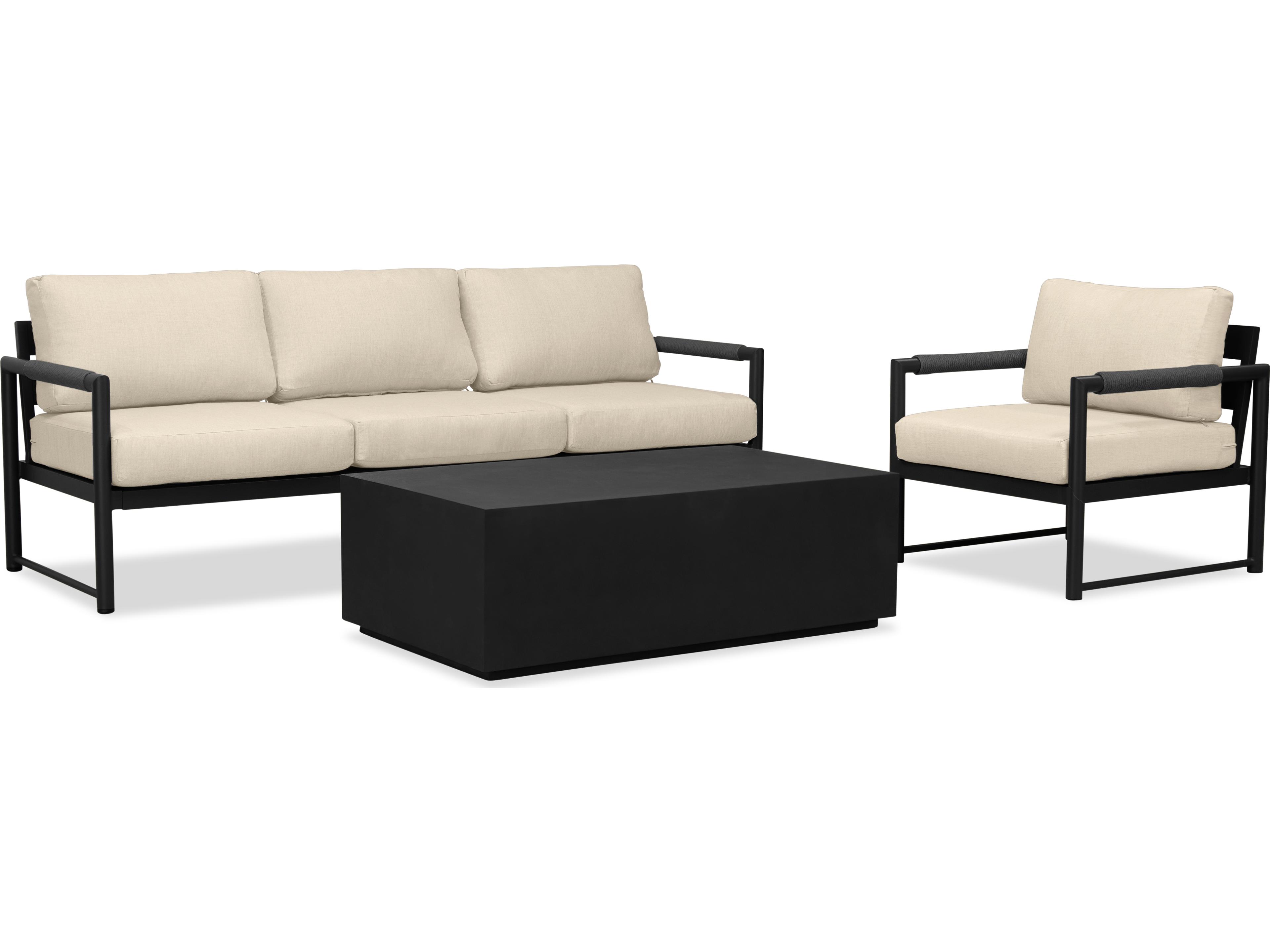 Harmonia Living Alto Aluminum 3 Piece Sofa Outdoor Patio Lounge Set